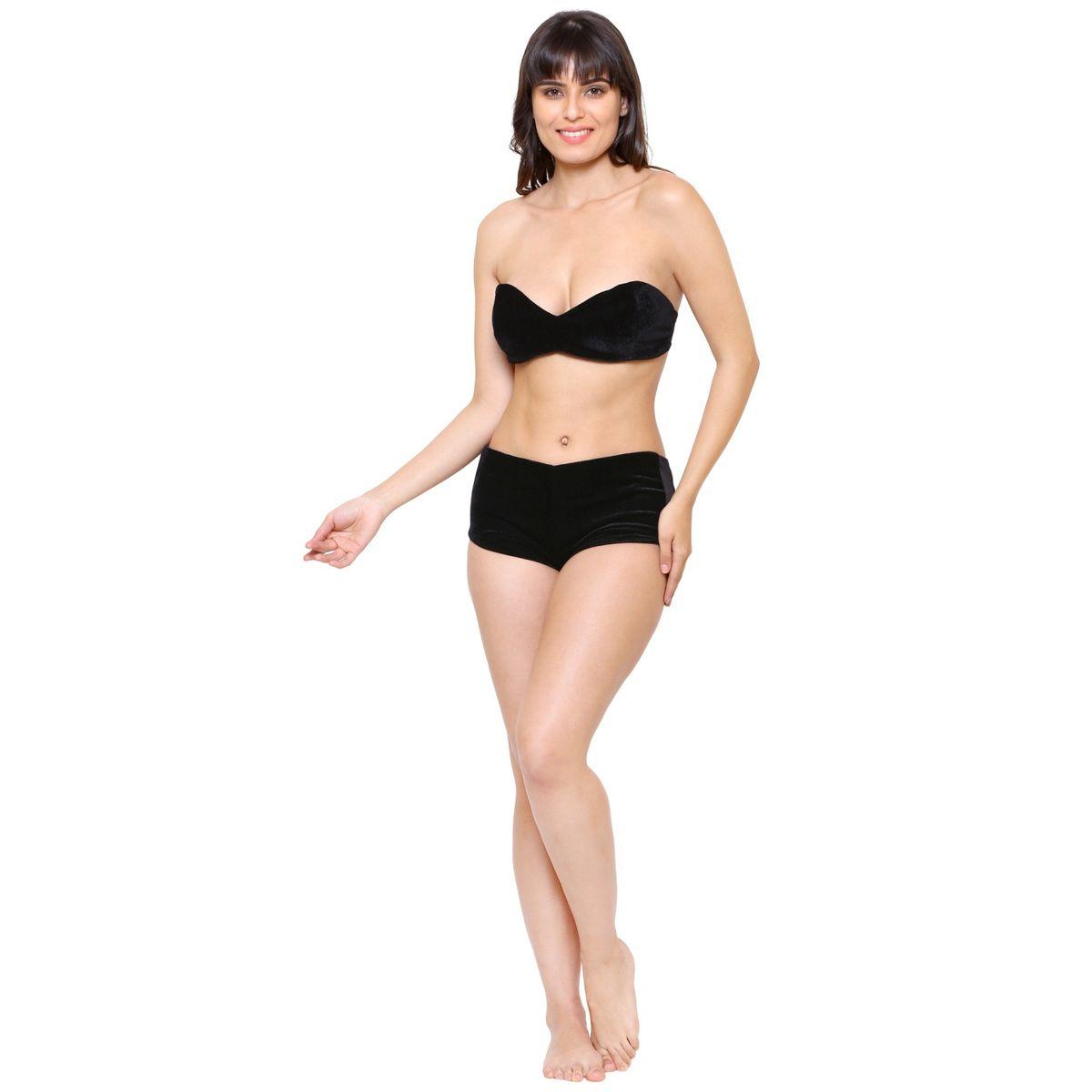 KLAMOTTEN X Styli Women Black Bikini and Sheer Robe Set-women-clothing-nightwear-robes-image-2