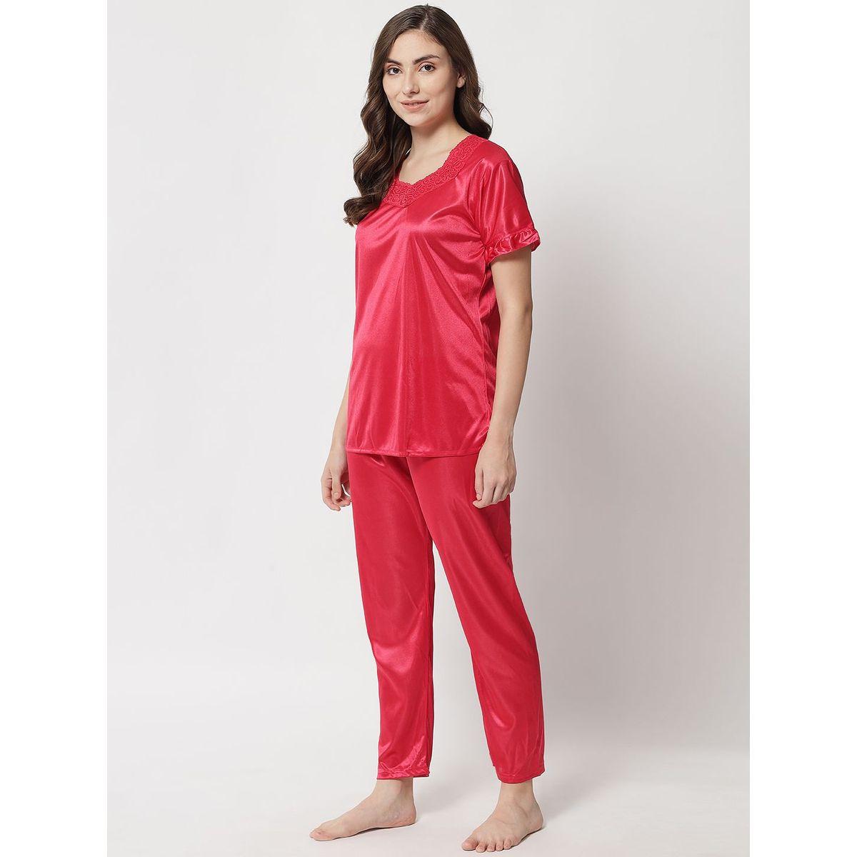 طقم بيجاما من وبلوزة ساتان-women-clothing-nightwear-nighties-image-2