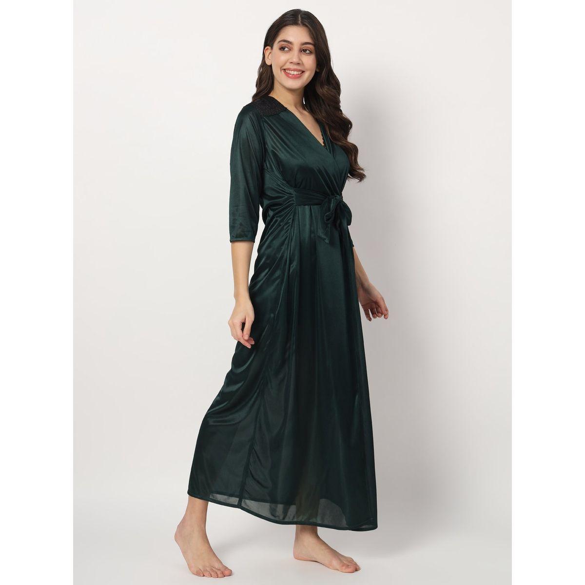 طقم روب وفستان داخلي ساتان بدانتيل-women-clothing-nightwear-robes-image-4