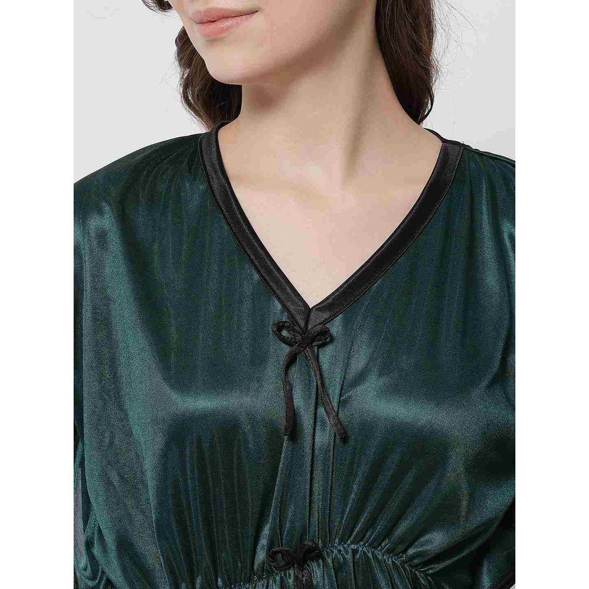KLAMOTTEN X Styli Women Green Satin Kaftan Nightdress-women-clothing-nightwear-nighties-image-4