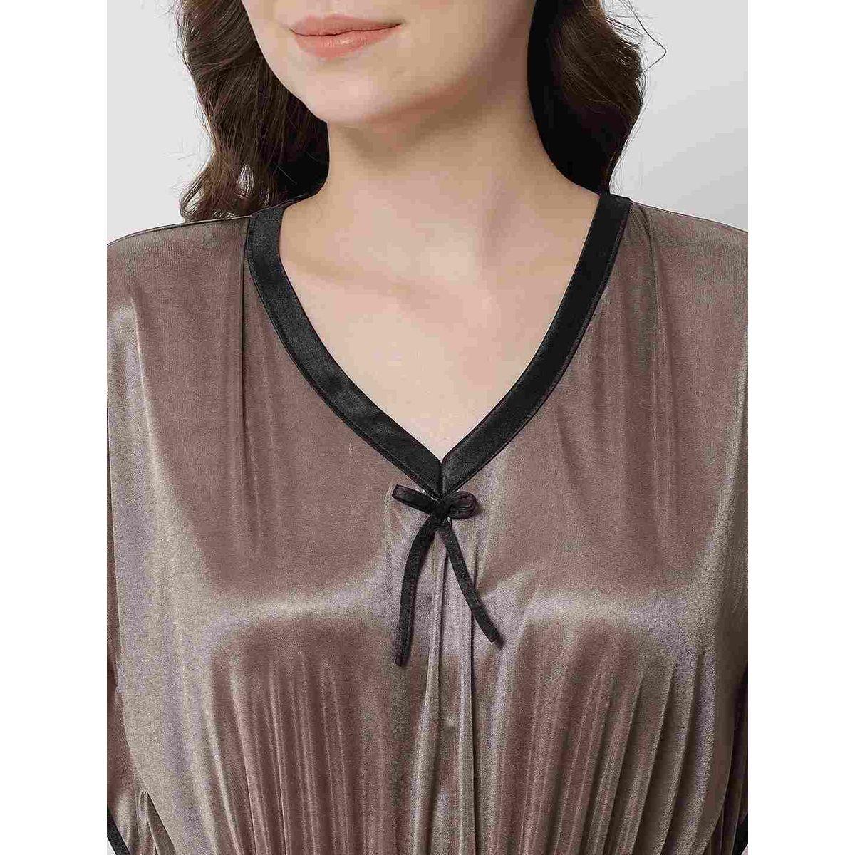 KLAMOTTEN X Styli Women Beige Satin Kaftan Nightdress-women-clothing-nightwear-nighties-image-4