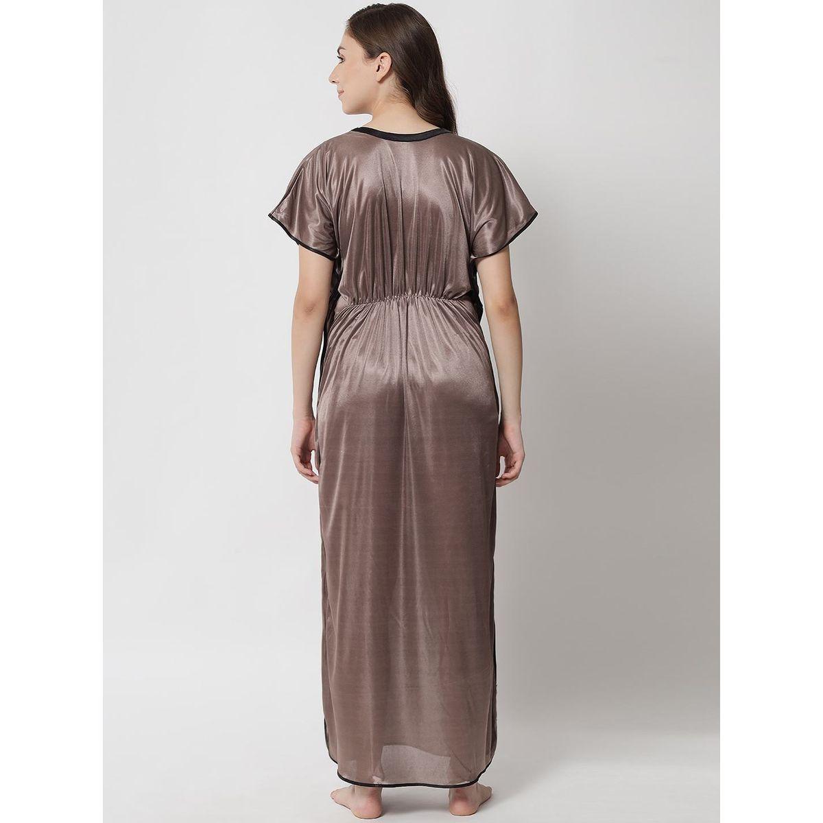 KLAMOTTEN X Styli Women Beige Satin Kaftan Nightdress-women-clothing-nightwear-nighties-image-5