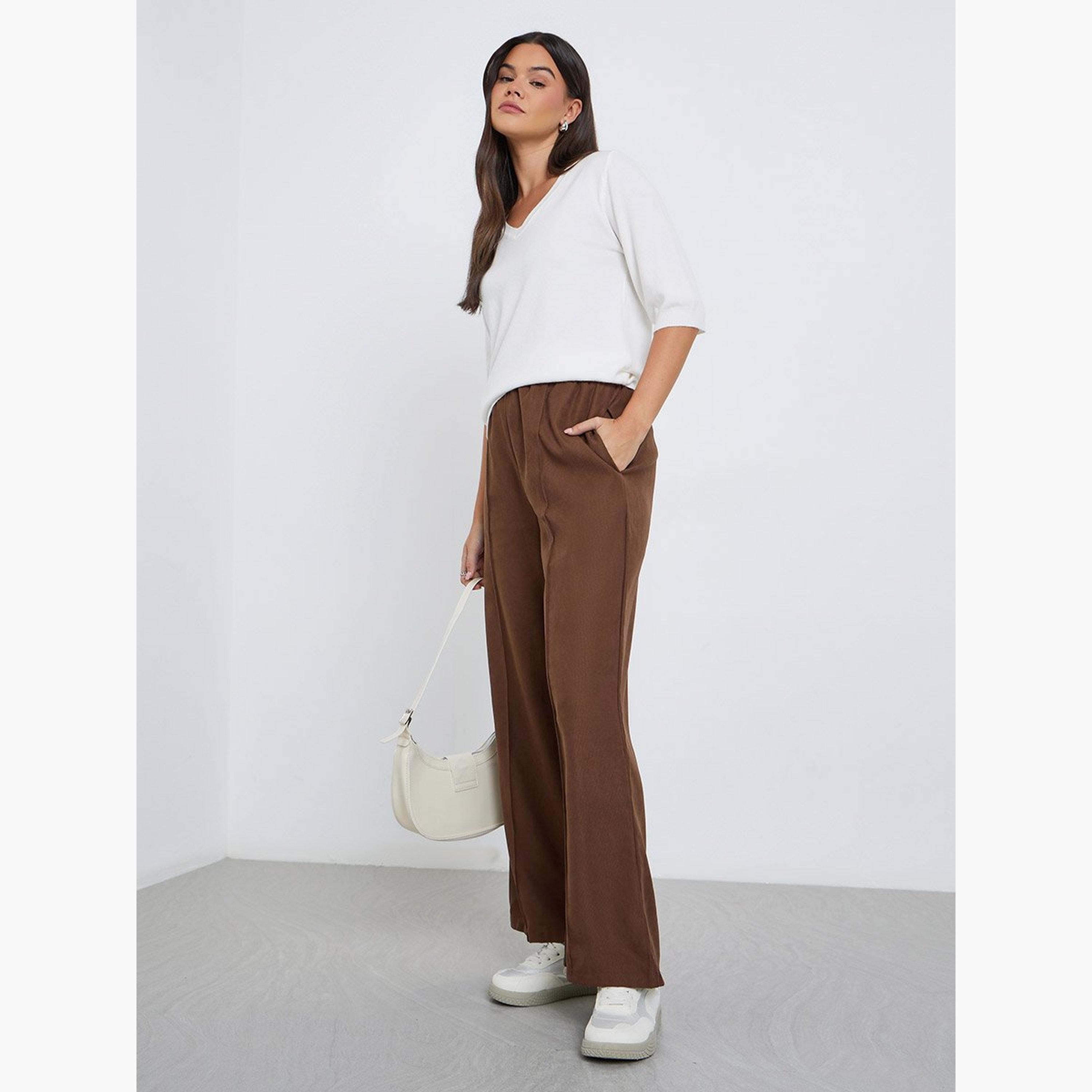 Styli Solid Knitted V-Neck Top-women-clothing-tshirts-image-3