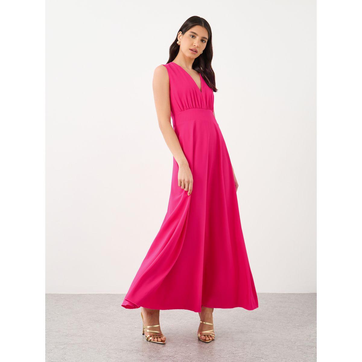 Styli Solid V Neck Sleeveless A-Line Maxi Dress-women-clothing-dresses-image-2