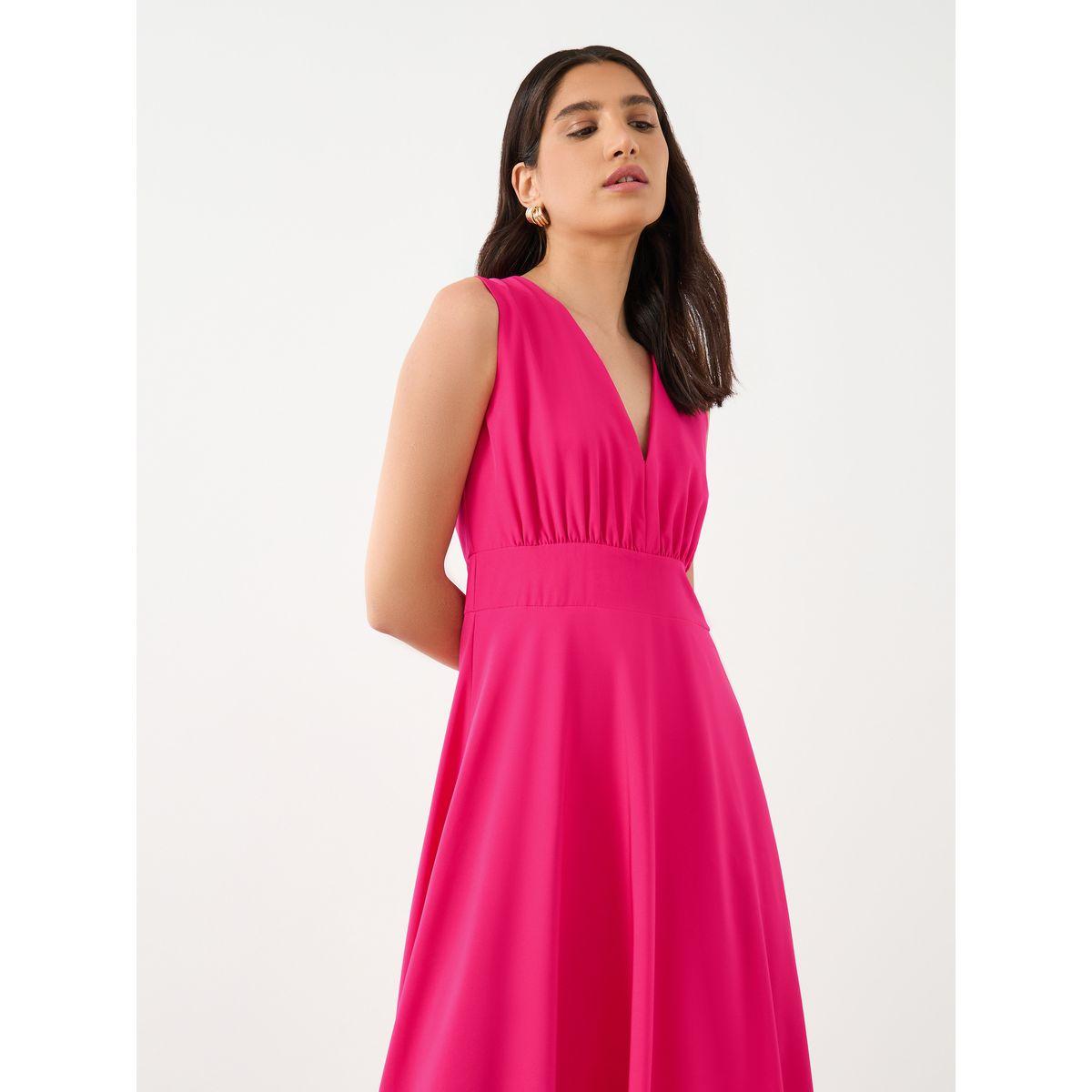Styli Solid V Neck Sleeveless A-Line Maxi Dress-women-clothing-dresses-image-3
