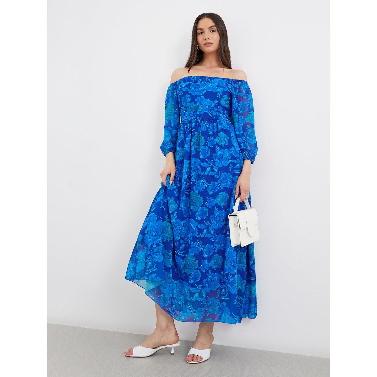 فستان طويل بطبعة زهور وأكتاف مكشوفة-women-clothing-dresses-image-1