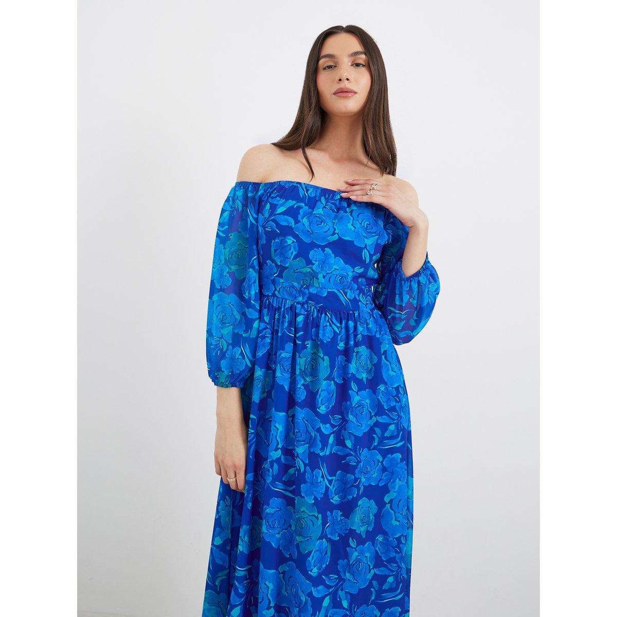 فستان طويل بطبعة زهور وأكتاف مكشوفة-women-clothing-dresses-image-3