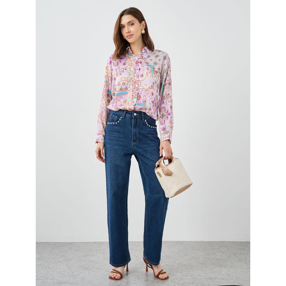 قميص مطبع بالكامل مع أكمام طويلة وأزرار-women-clothing-shirtsandblouses-shirts-image-3