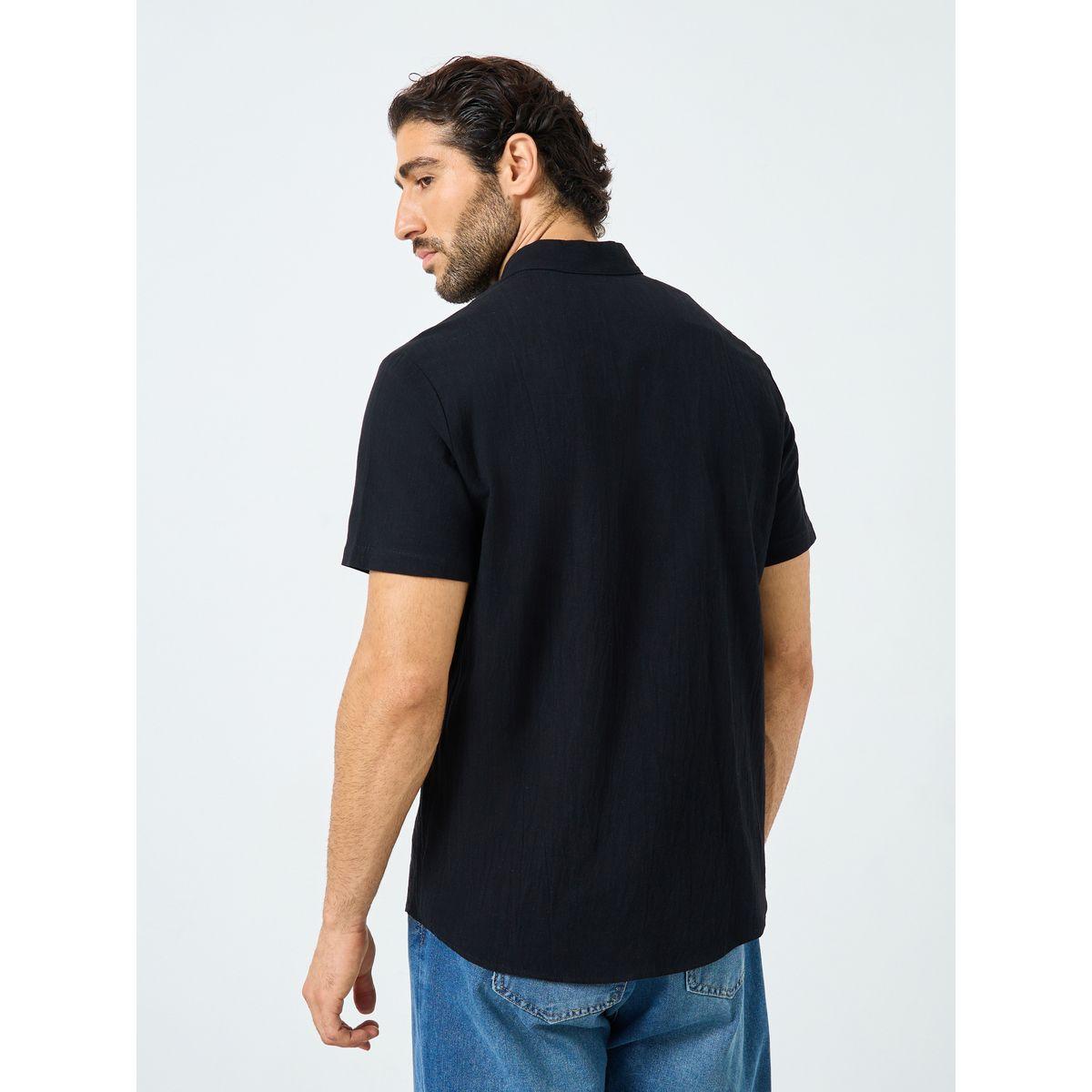 Styli Solid Mandarin Collar Button Front Shirt-men-clothing-shirts-image-5