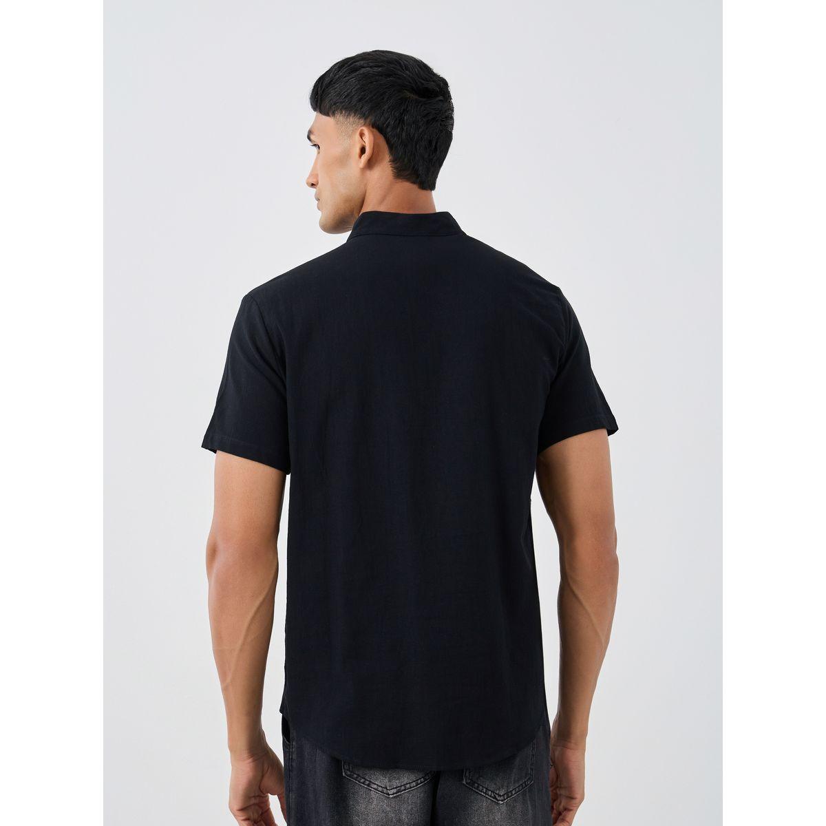 Styli Graphic Print Mandarin Collar Short Sleeve Shirt-men-clothing-shirts-image-4
