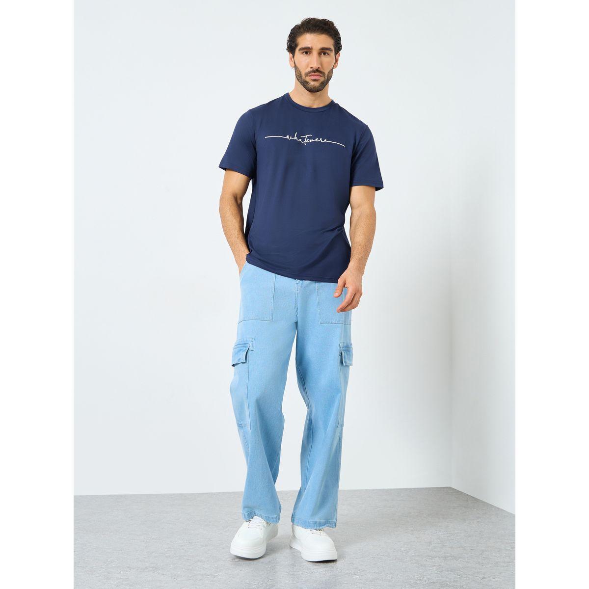 تيشيرت مطبع بطبعة كتابة وأكمام قصيرة-men-clothing-tshirtsandpolos-tshirts-image-2