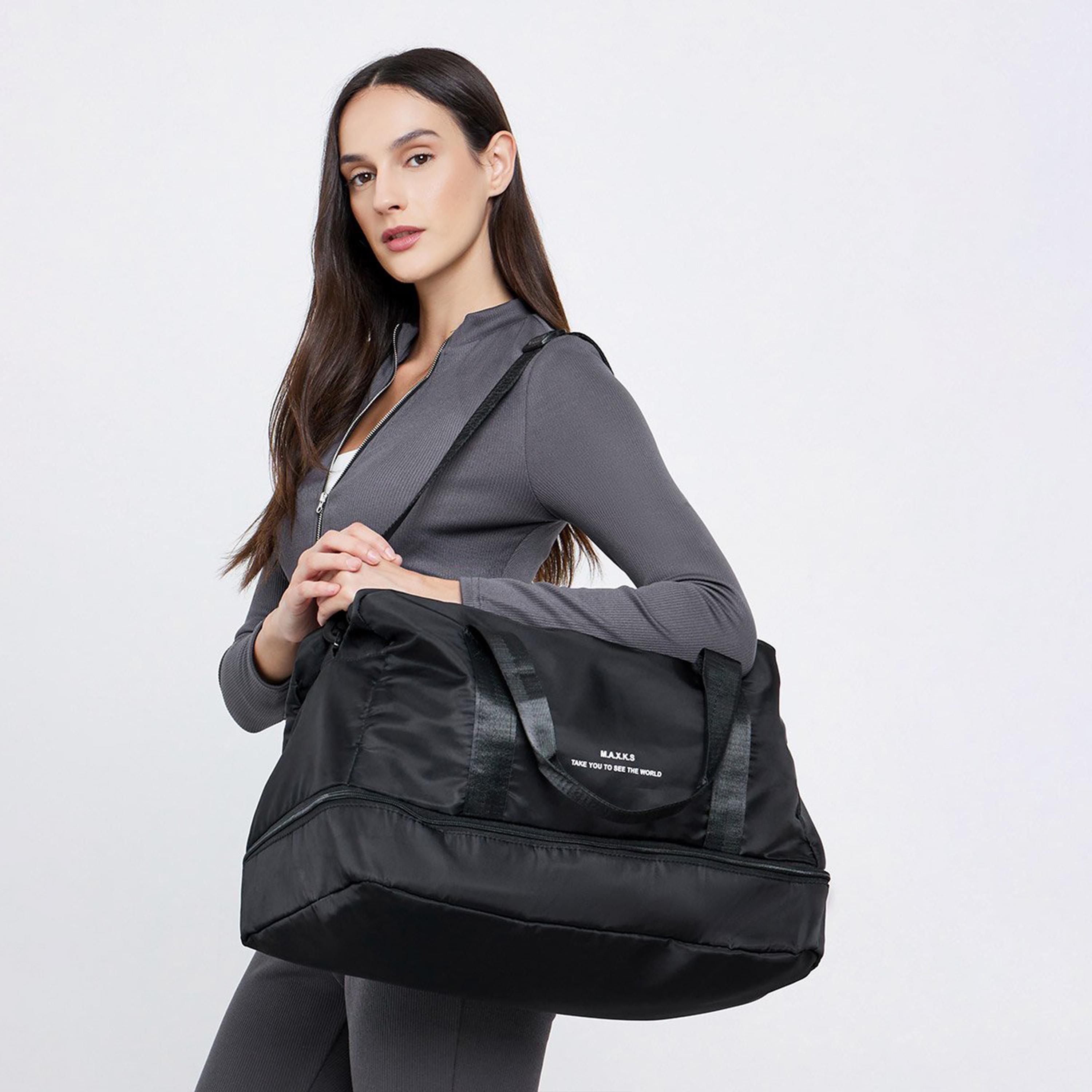 Styli Black Front Zip Gym Bag-women-bagsandwallets-handbags-image-3