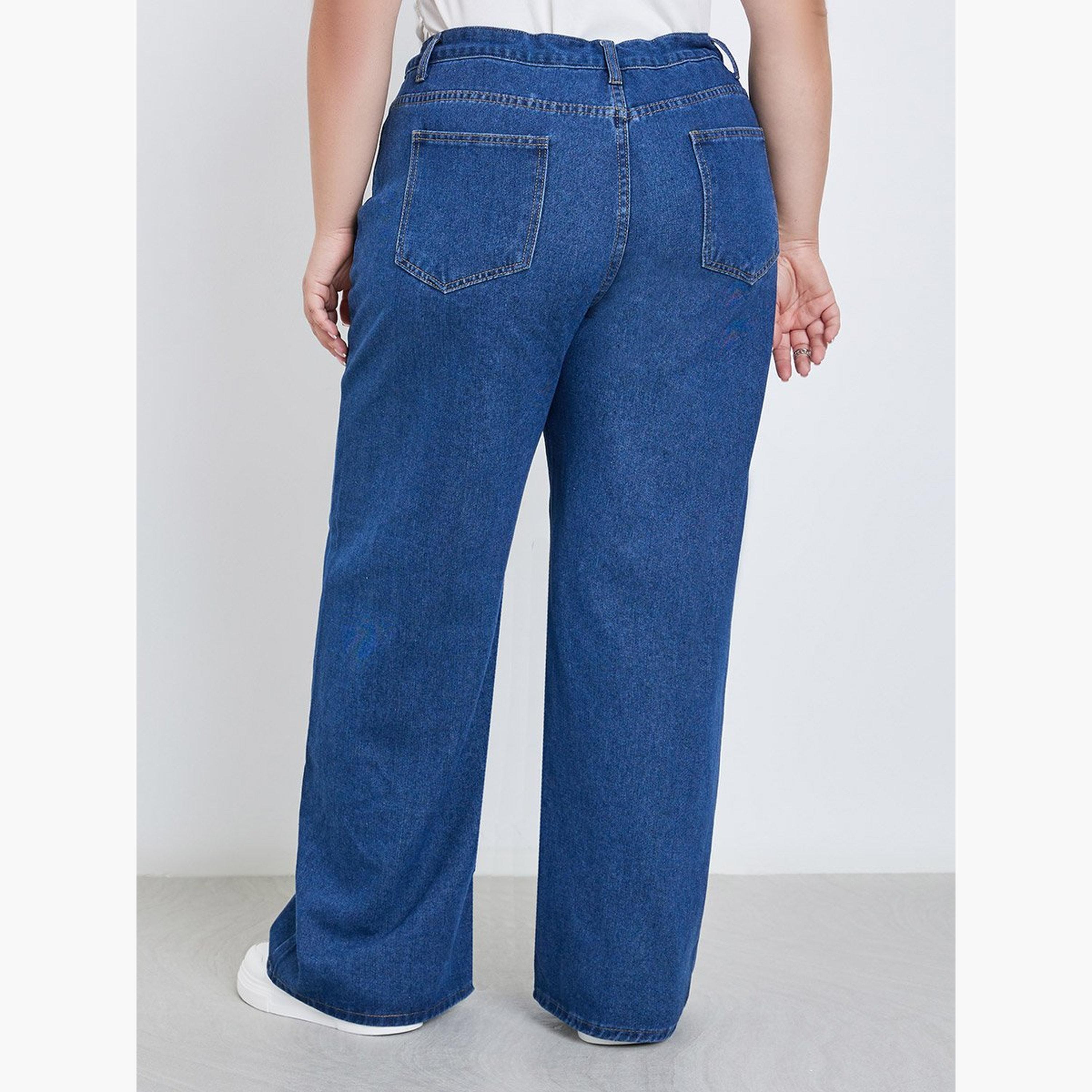 Styli Plus Wide Leg Jeans with Drawstring-women-clothing-bottoms-jeans-image-4