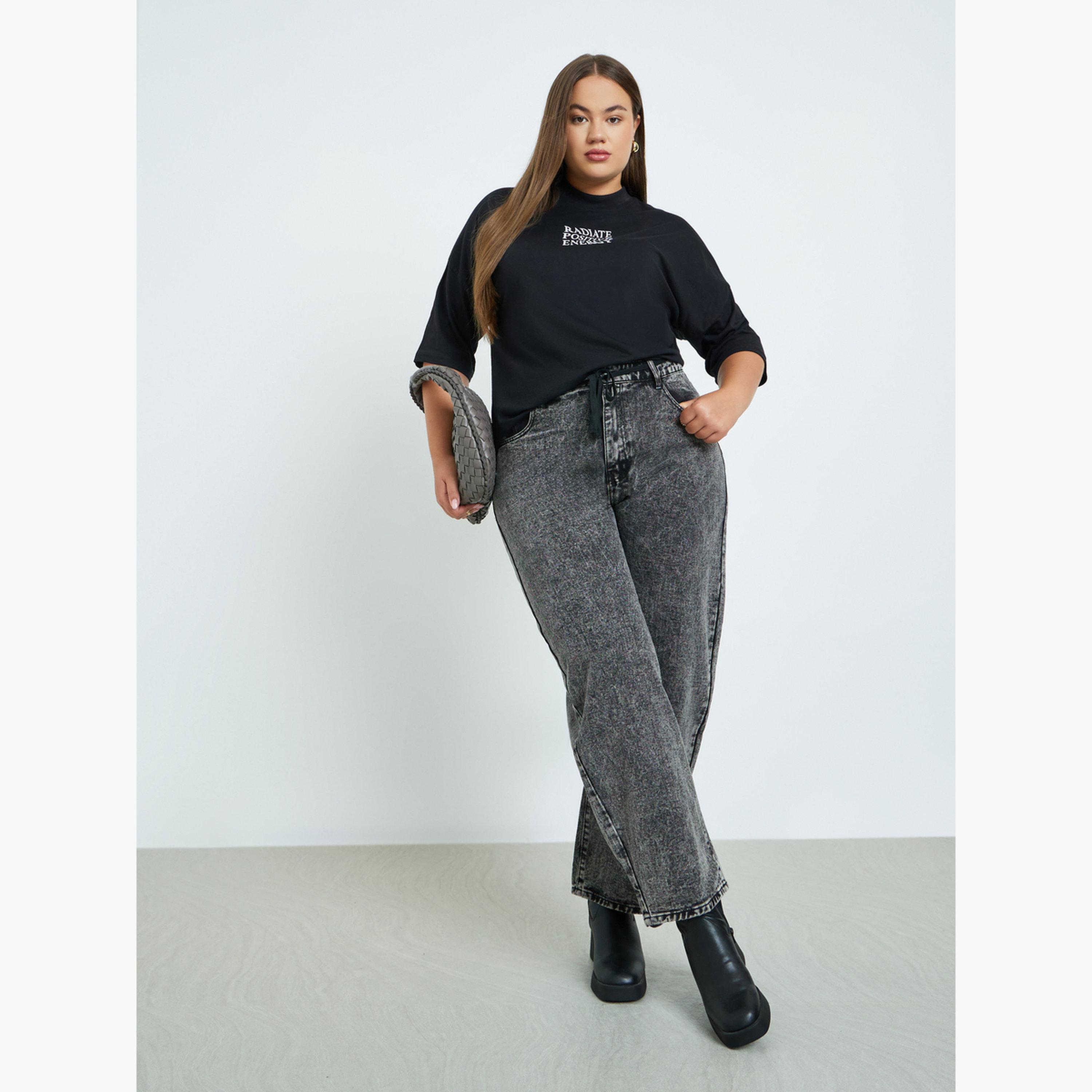 ستايلي - بنطال جينز رمادي بقصة برميلية مقاس كبير-women-clothing-bottoms-jeans-image-2