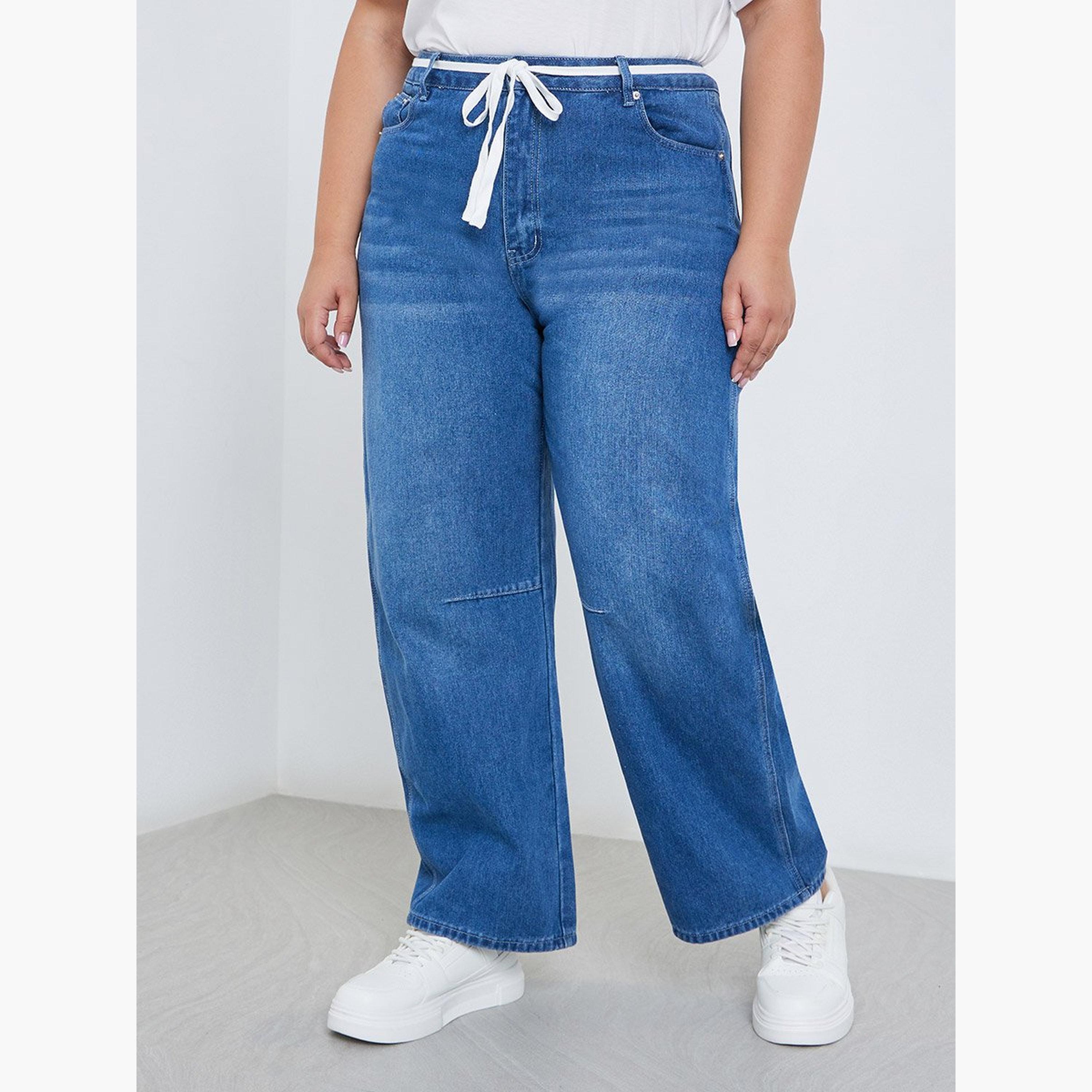 ستايلي - بنطال جينز باهت متوسط ​​الارتفاع-women-clothing-bottoms-jeans-image-1