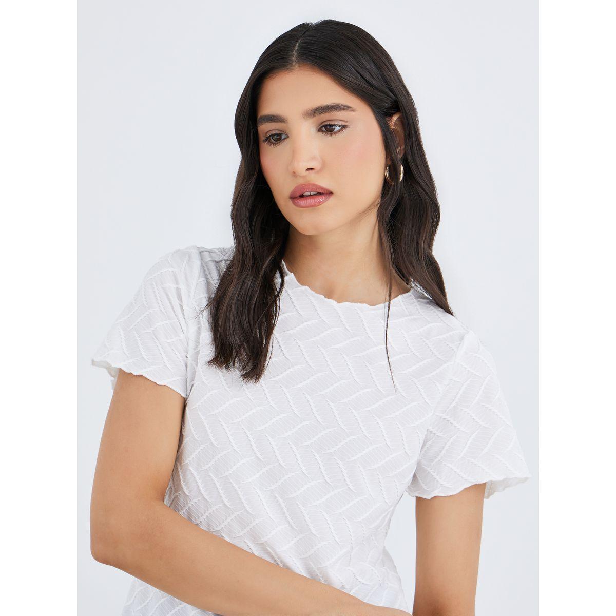 Styli Textured Round Neck T-Shirt-women-clothing-tshirts-image-3