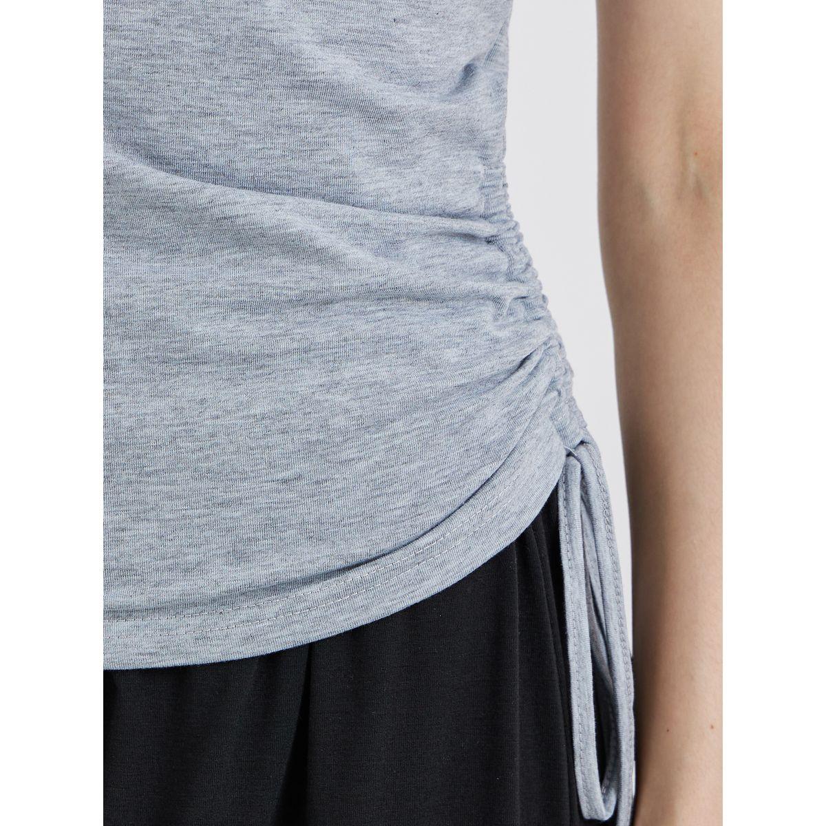 Styli Asymmetric Neck Side Ruched Detail Top-women-clothing-shirtsandblouses-blouses-image-3