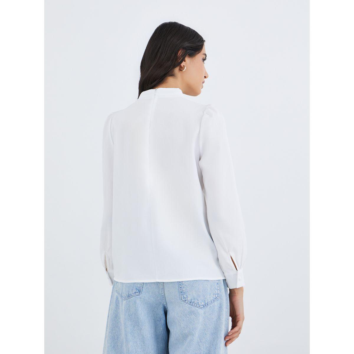 بلوزة سادة بأكمام طويلة وتفاصيل أزرار-women-clothing-shirtsandblouses-blouses-image-5
