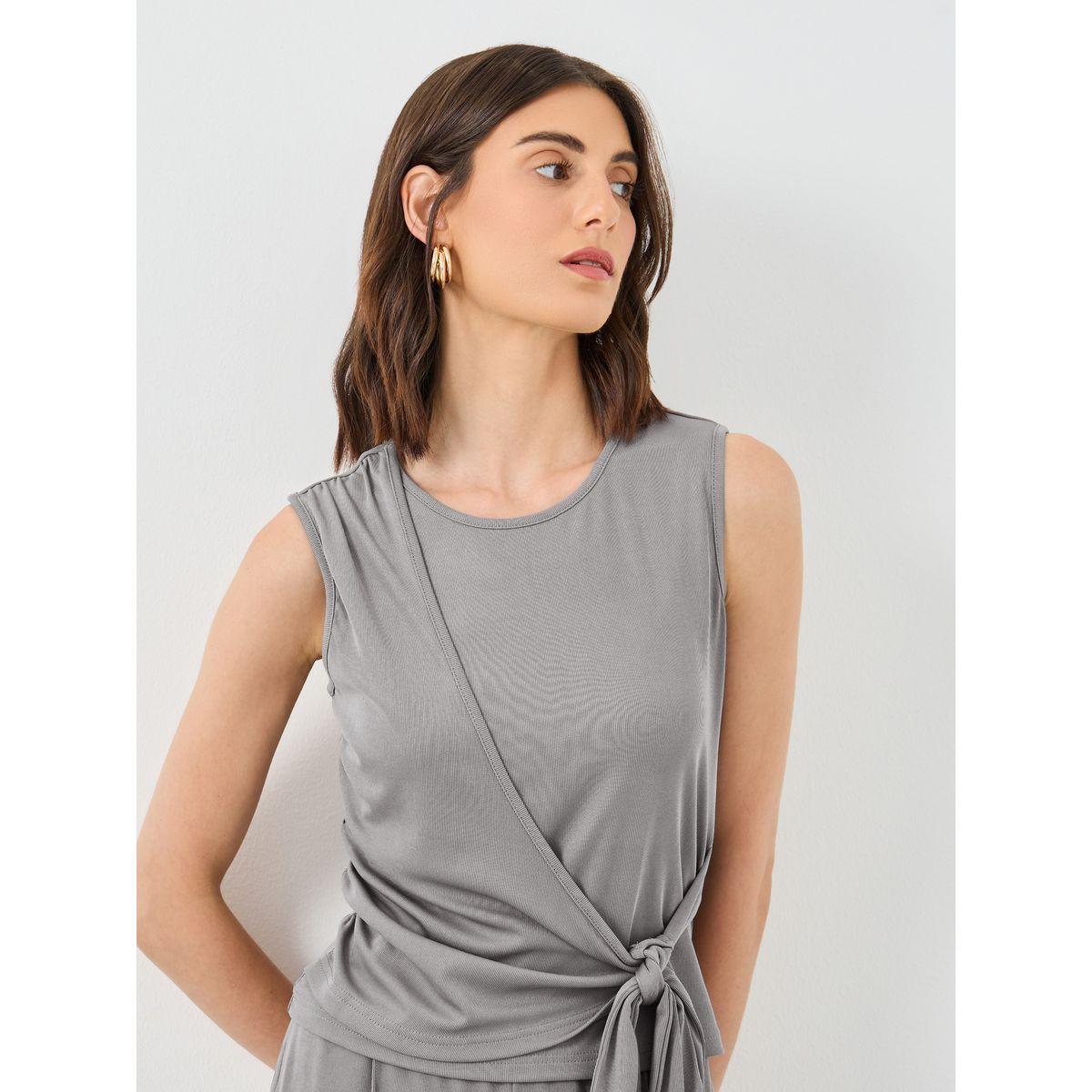 Styli Sleeveless Tie Waist Top and Straight Leg Pants Co-Ords-women-clothing-coordsets-image-4