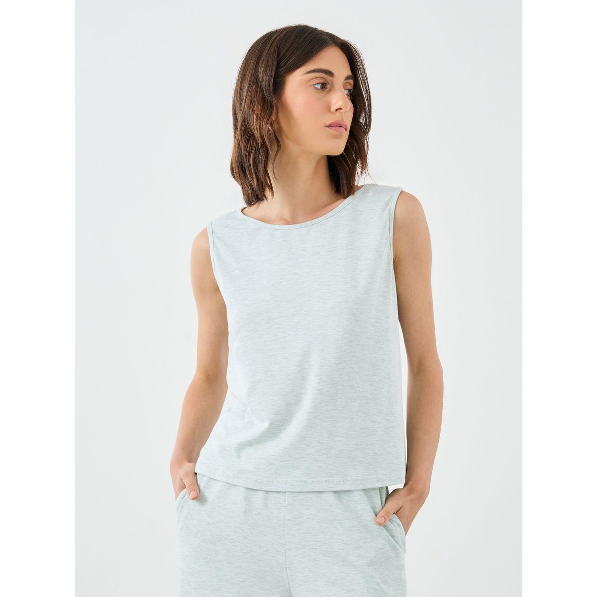 Styli Melange Sleeveless Top and Wide Leg Pants Co-Ords-women-clothing-coordsets-image-2