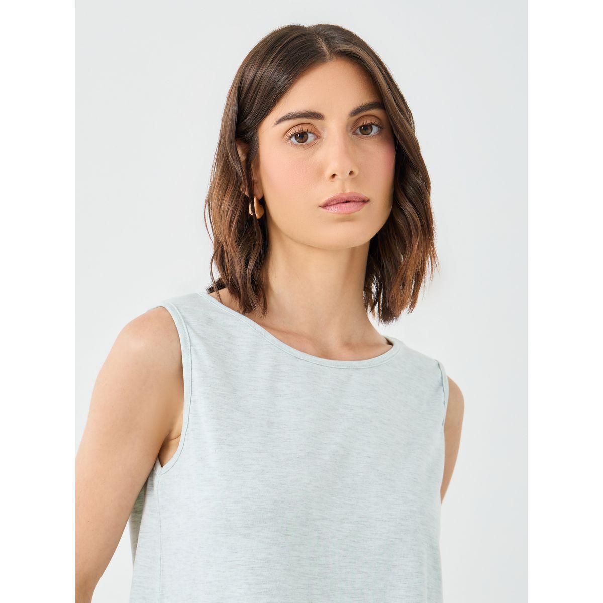 Styli Melange Sleeveless Top and Wide Leg Pants Co-Ords-women-clothing-coordsets-image-3