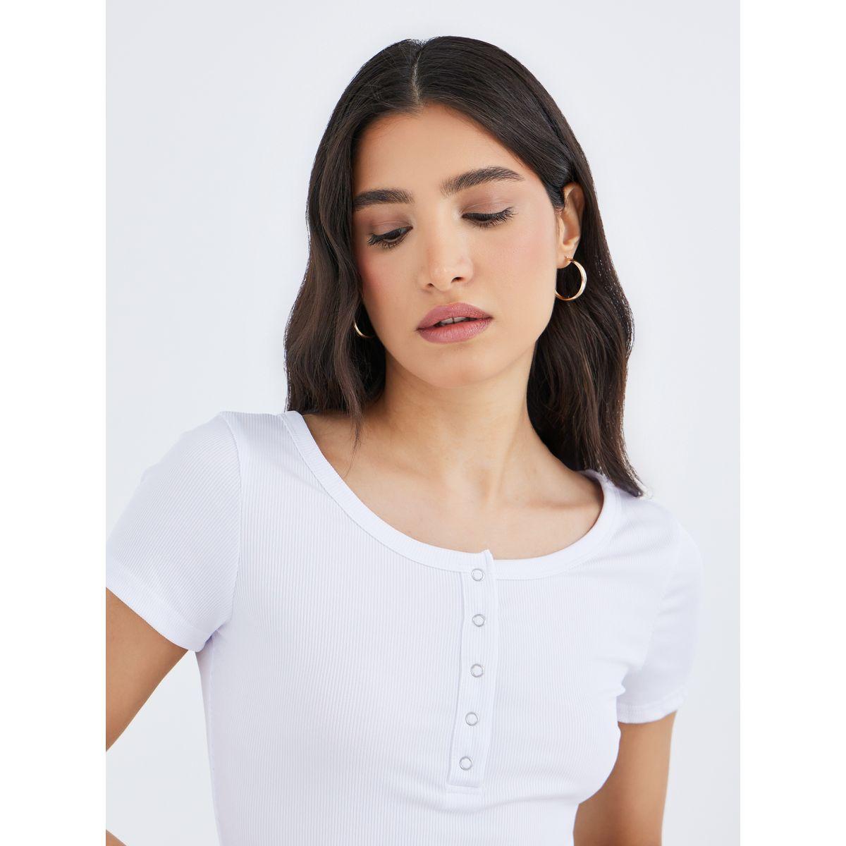 تيشيرت بياقة مربعة وتفاصيل مُضلعة-women-clothing-tshirts-image-3