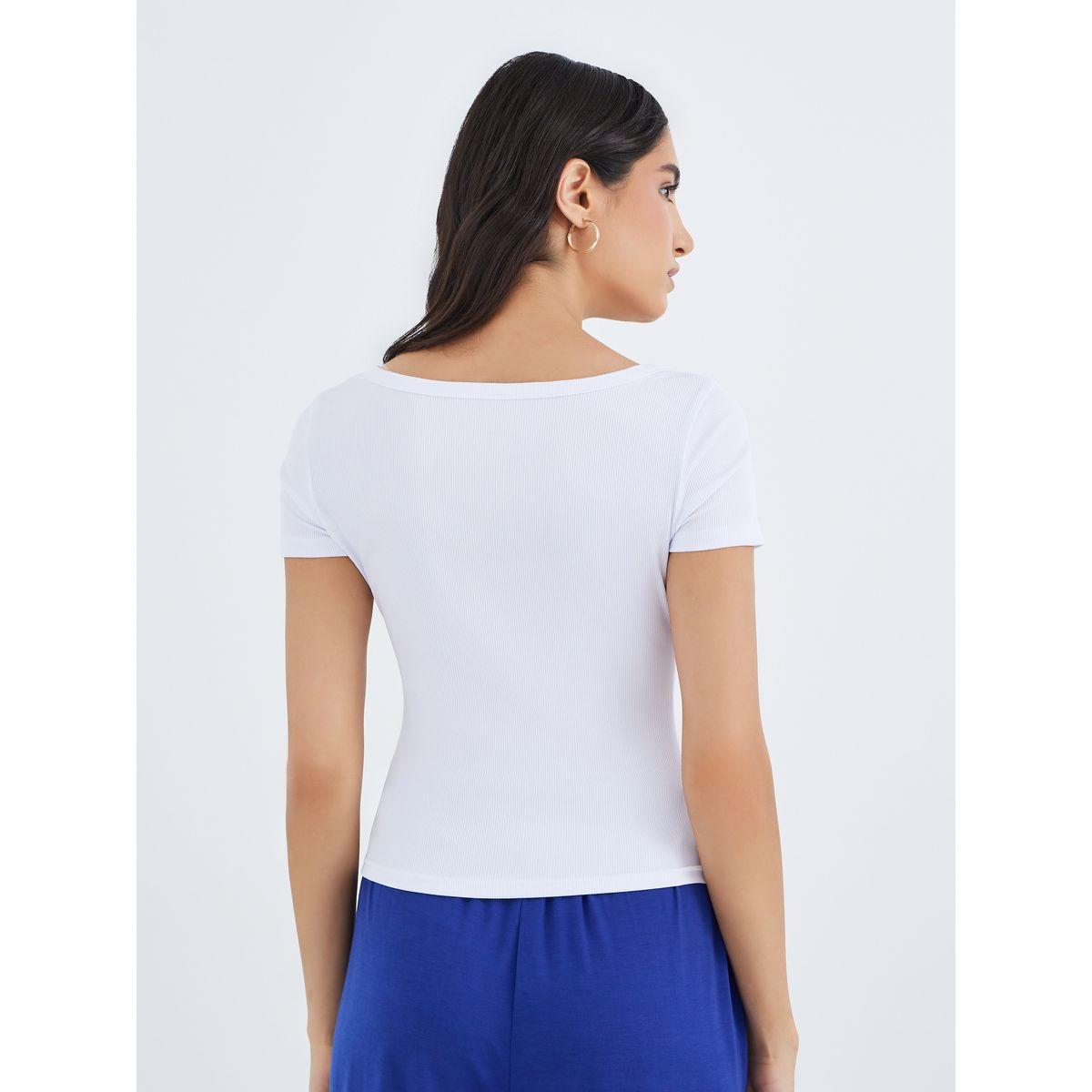 تيشيرت بياقة مربعة وتفاصيل مُضلعة-women-clothing-tshirts-image-4