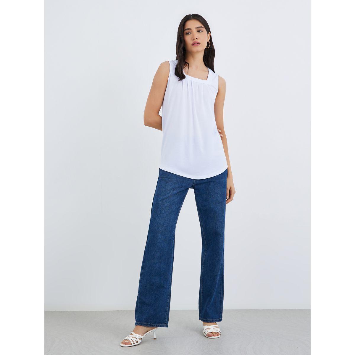 Styli Solid Square Neck Sleeveless Top-women-clothing-shirtsandblouses-blouses-image-2