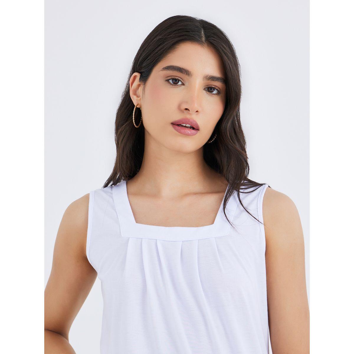 Styli Solid Square Neck Sleeveless Top-women-clothing-shirtsandblouses-blouses-image-3