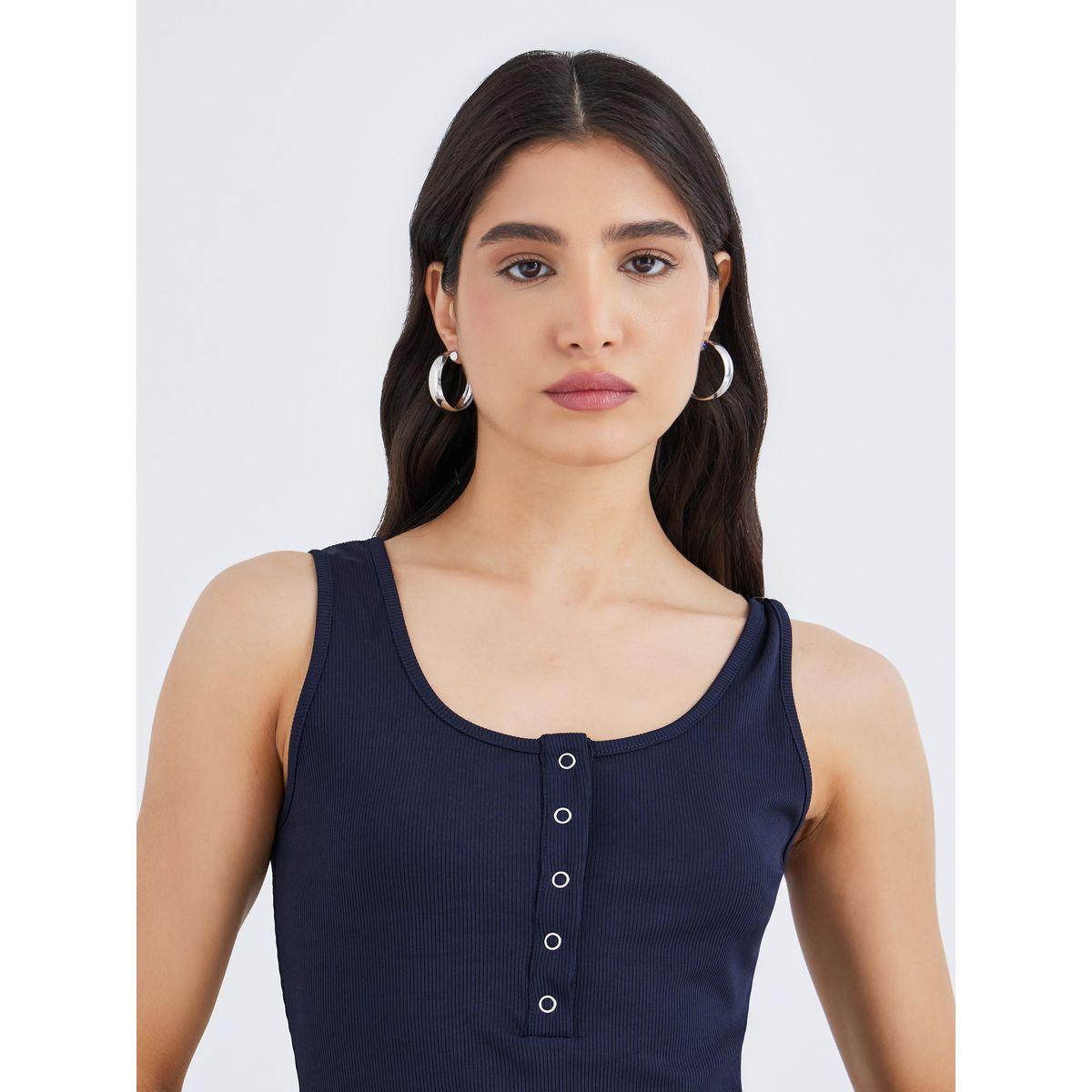 Styli Solid Round Neck Buttoned Sleeveless Top-women-clothing-shirtsandblouses-blouses-image-3
