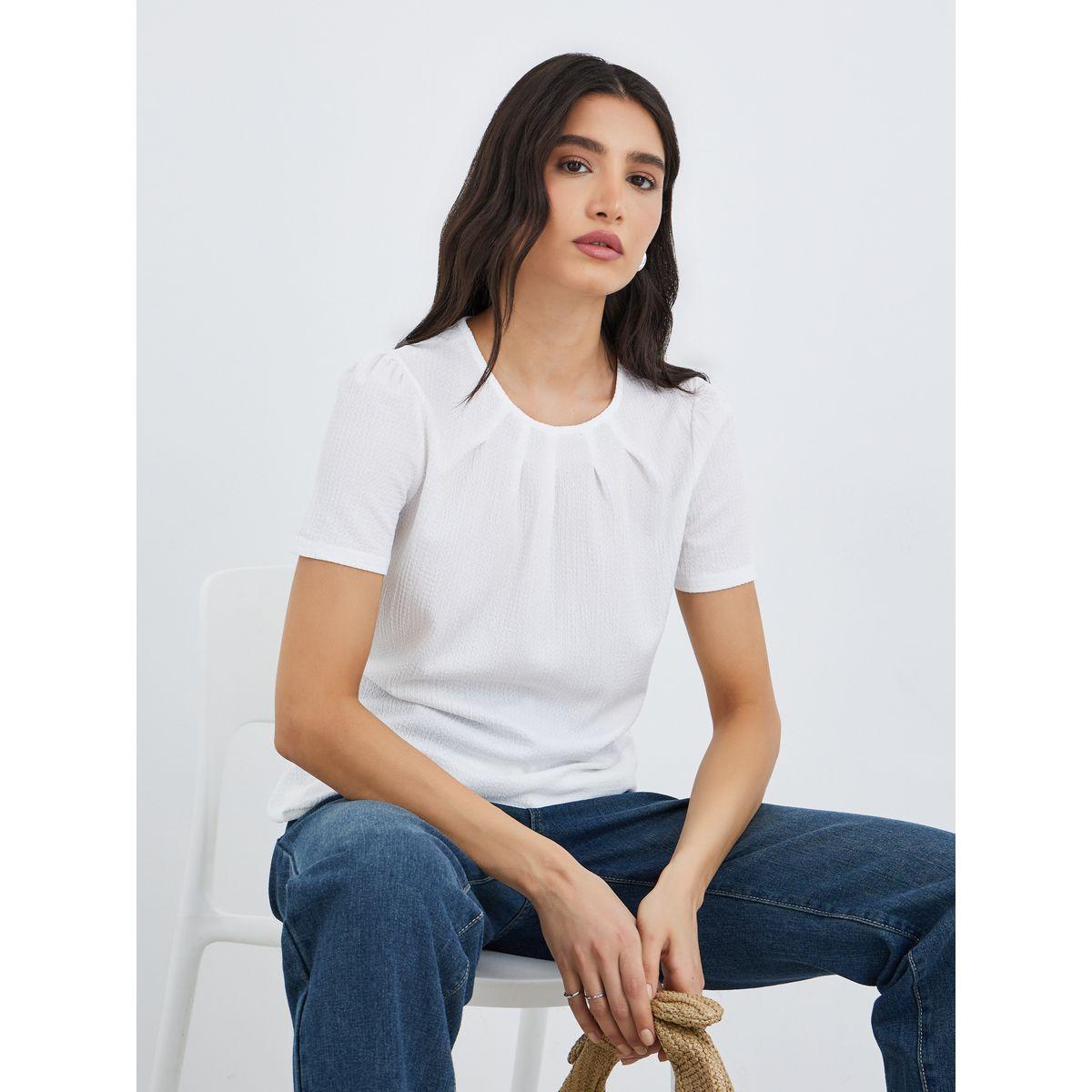 بلوزة سادة بتفاصيل كسرات-women-clothing-shirtsandblouses-blouses-image-1