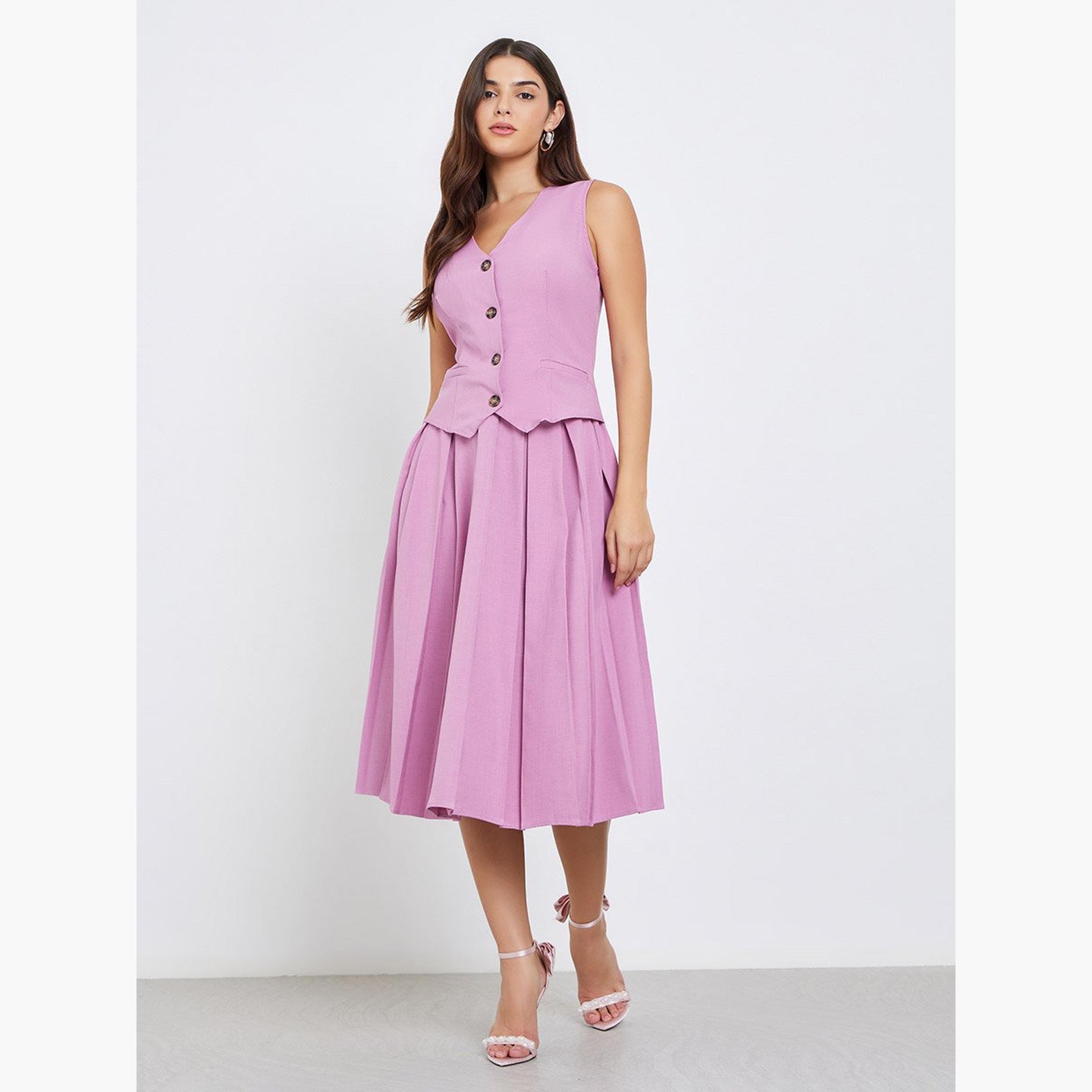 Styli Buttoned Sleeveless Blazer Midi Dress-women-clothing-dresses-image-3