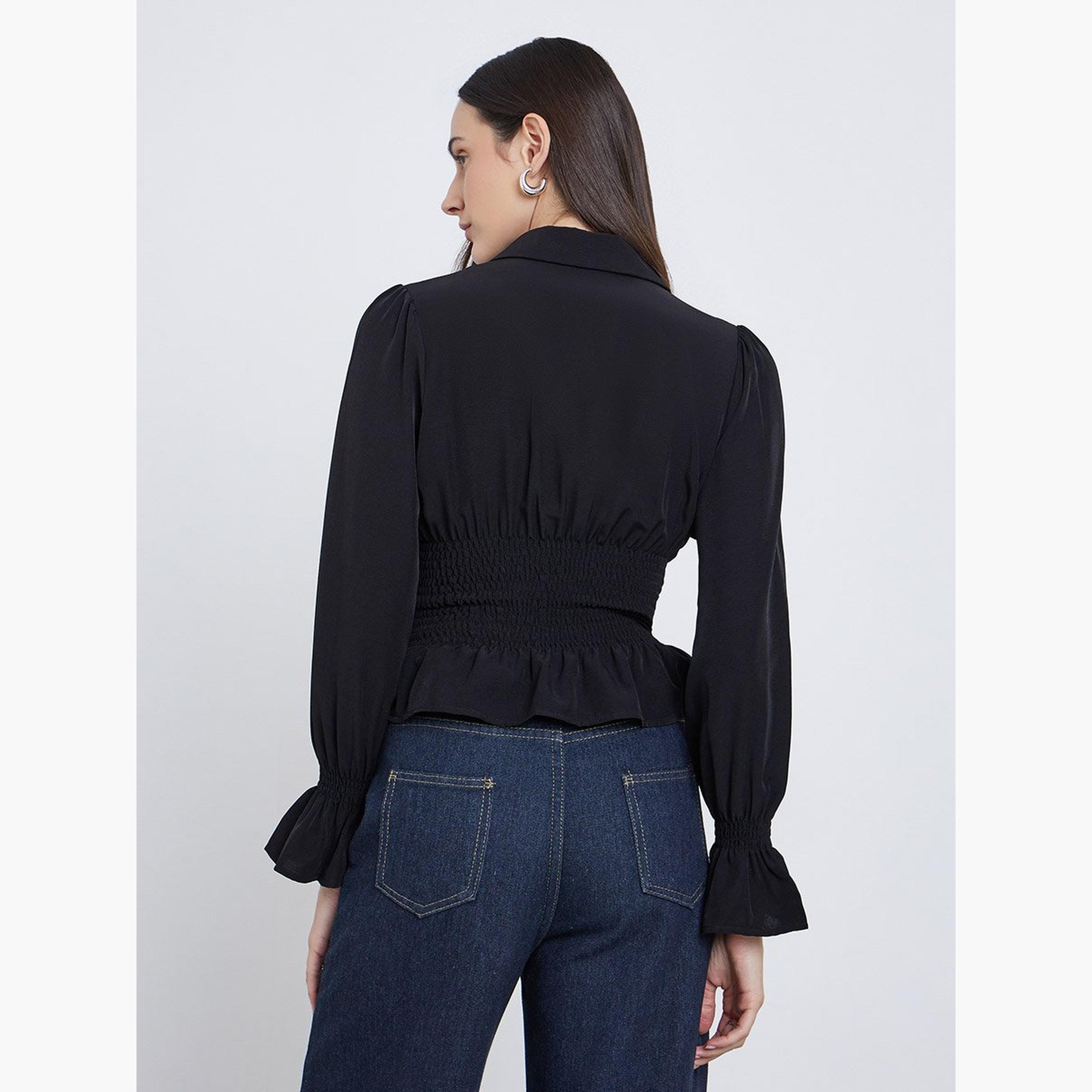 Styli Women Shirred Waist Detail Shirt-women-clothing-shirtsandblouses-shirts-image-4