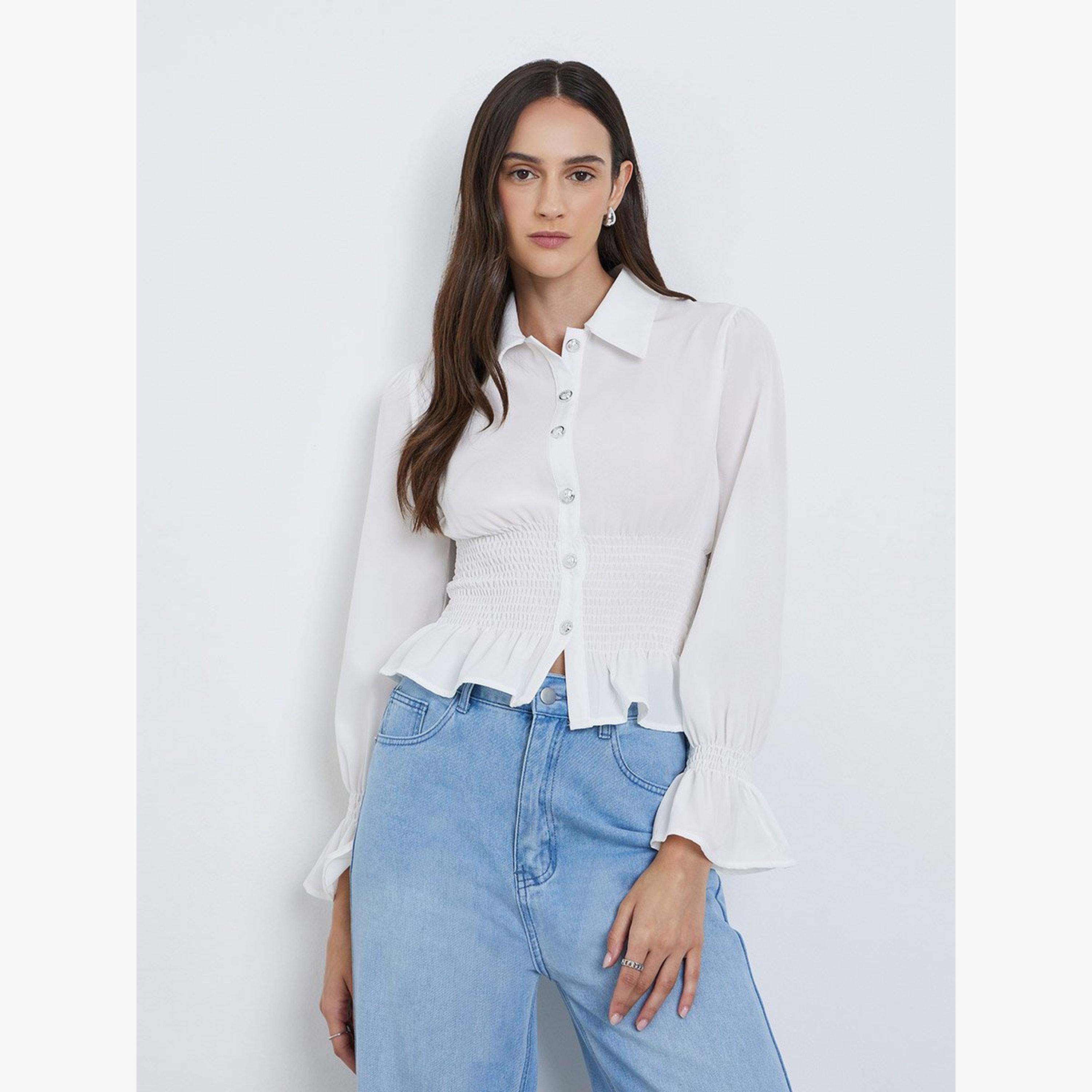 ستايلي - قميص للنساء بتفاصيل خصر مجعد-women-clothing-shirtsandblouses-shirts-image-1