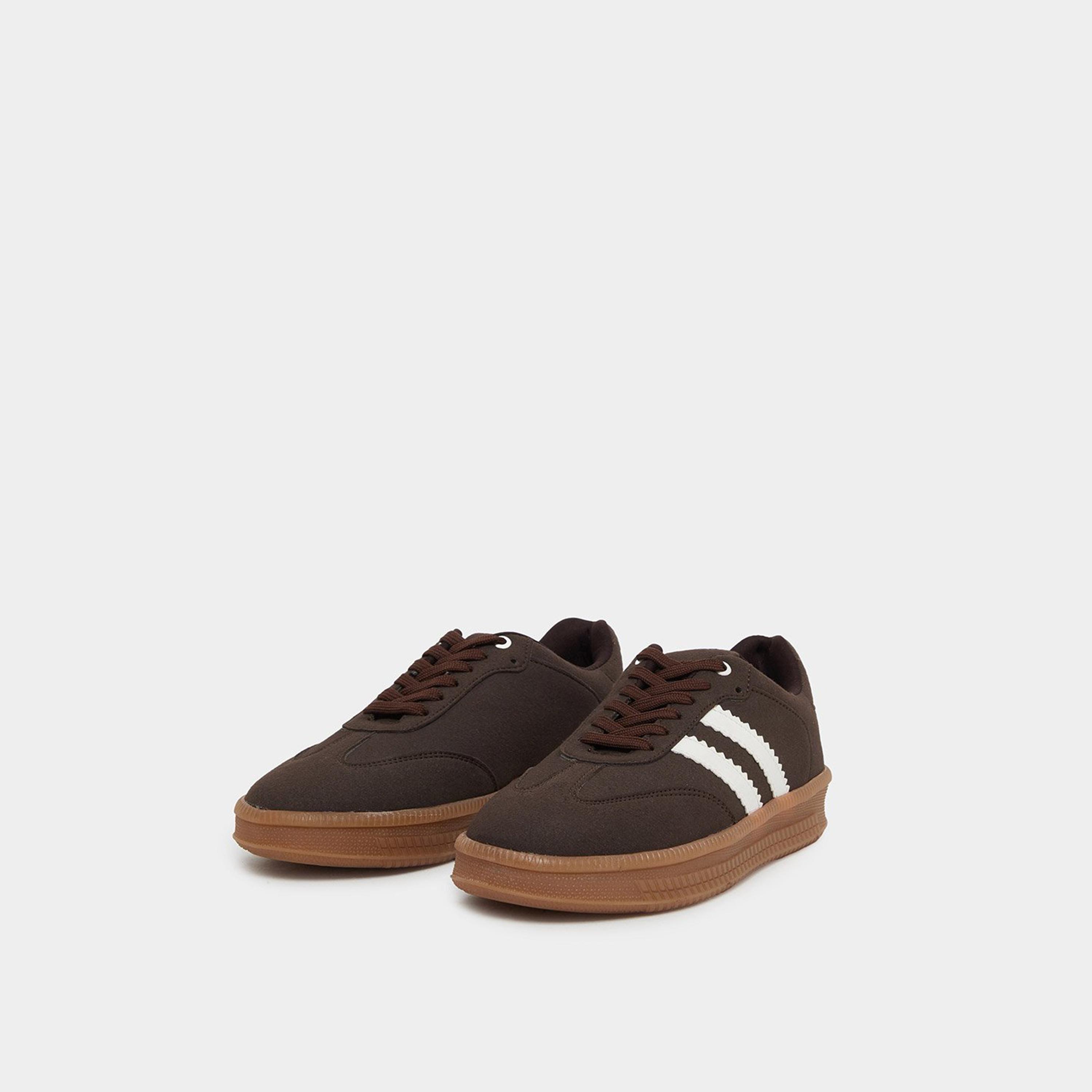 ستايلي - حذاء رياضي مخطط لون بني برباط-women-shoes-sneakers-image-1