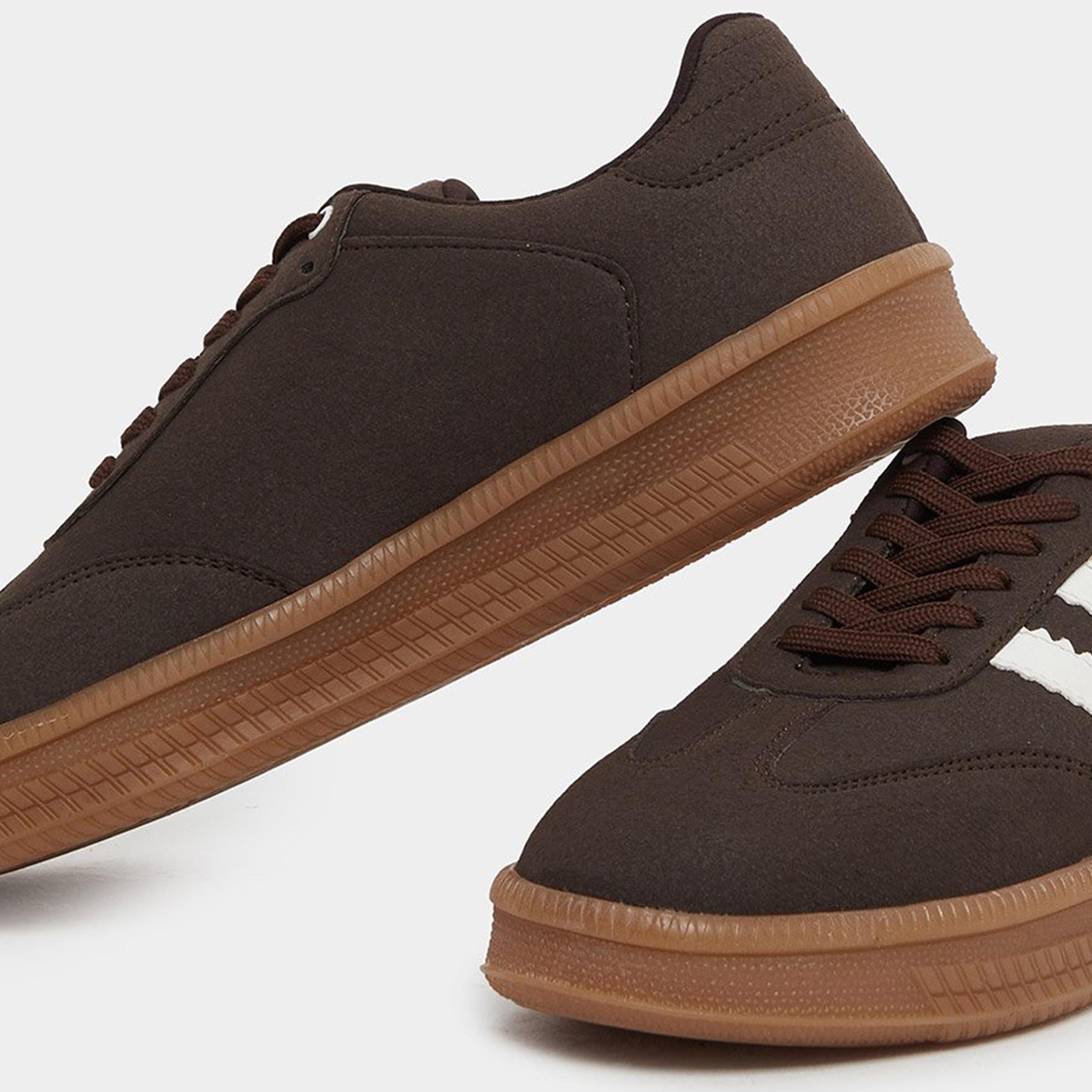 Styli Women Brown Striped Lace Up Sneakers-women-shoes-sneakers-image-4