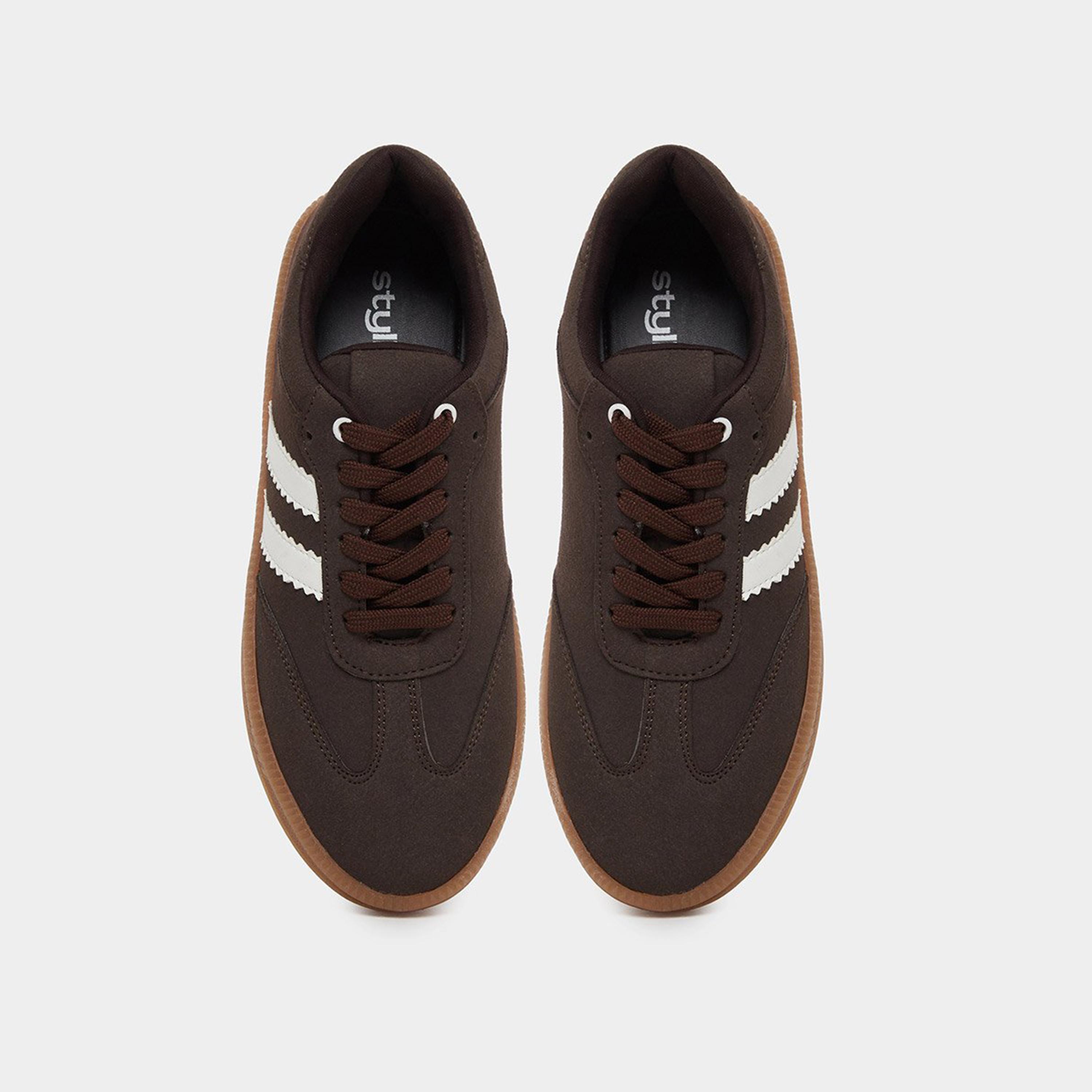 Styli Women Brown Striped Lace Up Sneakers-women-shoes-sneakers-image-6