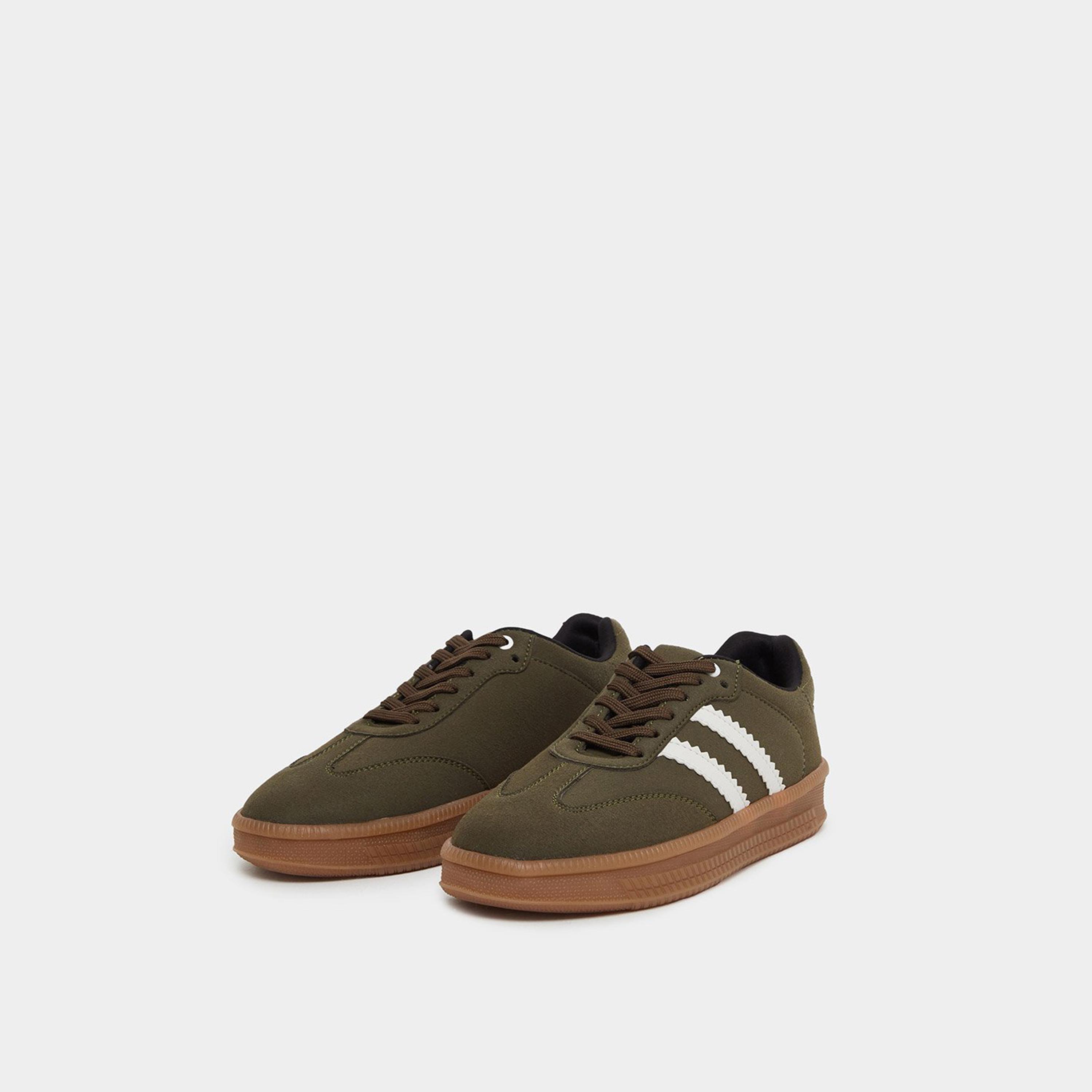 Styli Women Brown Striped Lace Up Sneakers-women-shoes-sneakers-image-1