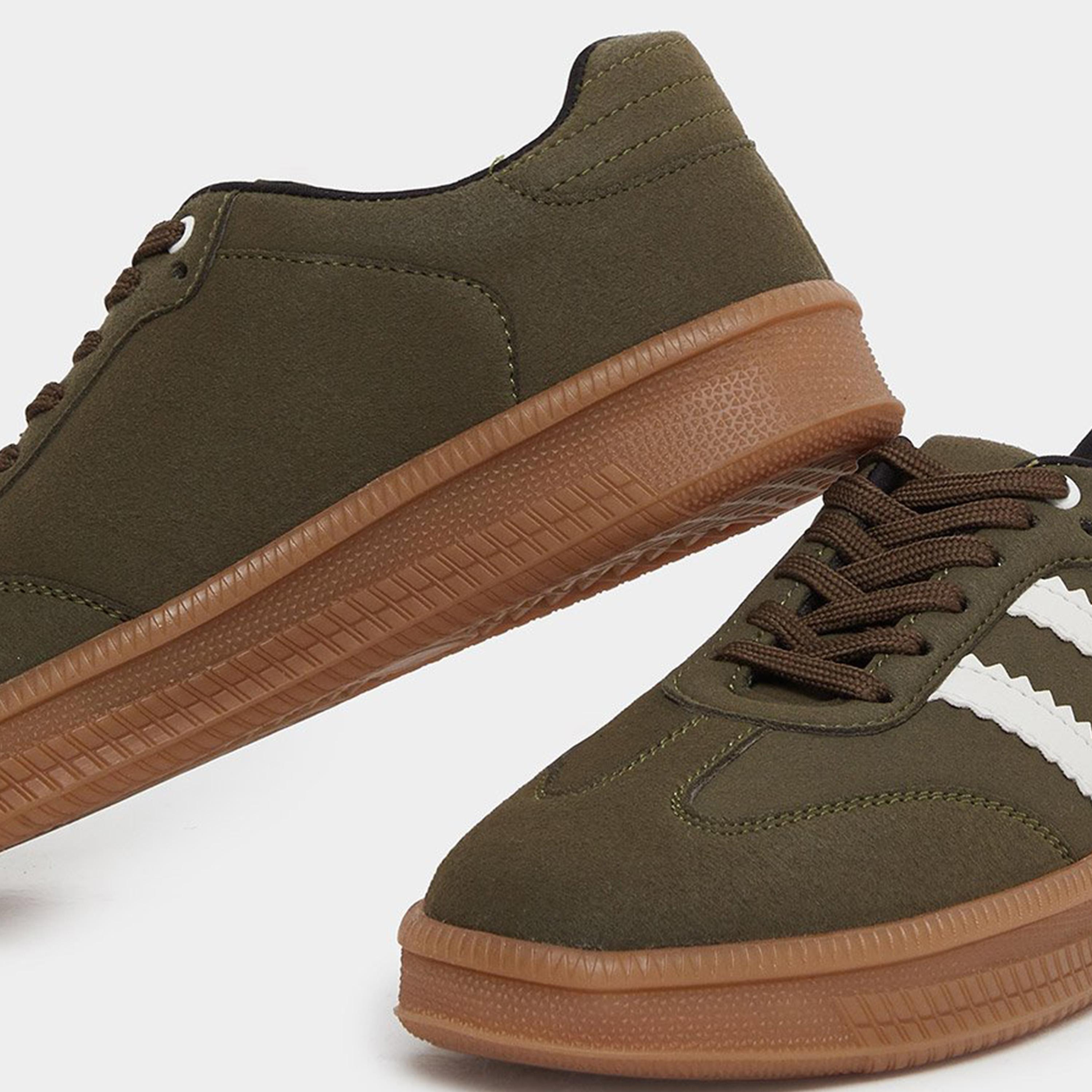 Styli Women Brown Striped Lace Up Sneakers-women-shoes-sneakers-image-4