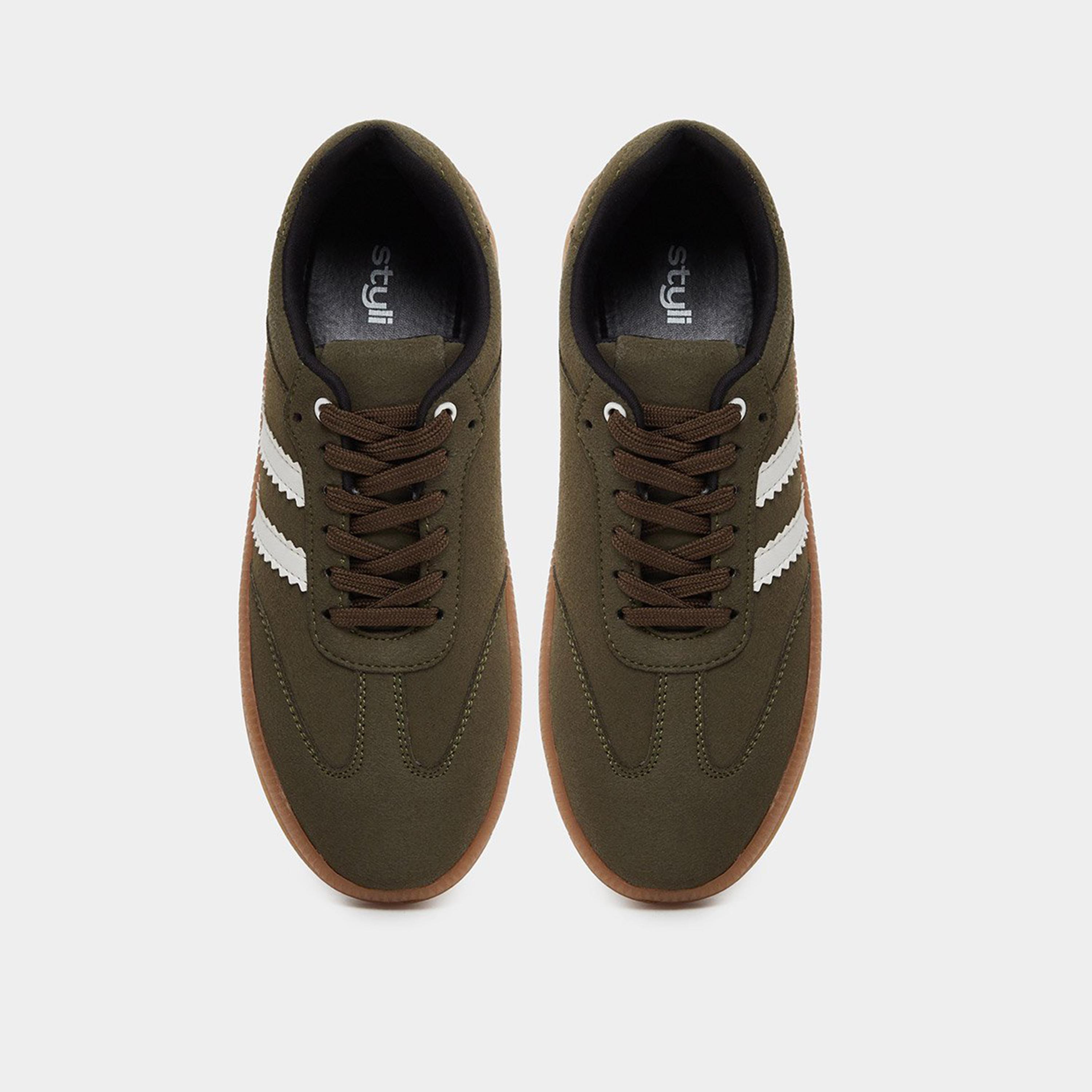 Styli Women Brown Striped Lace Up Sneakers-women-shoes-sneakers-image-6