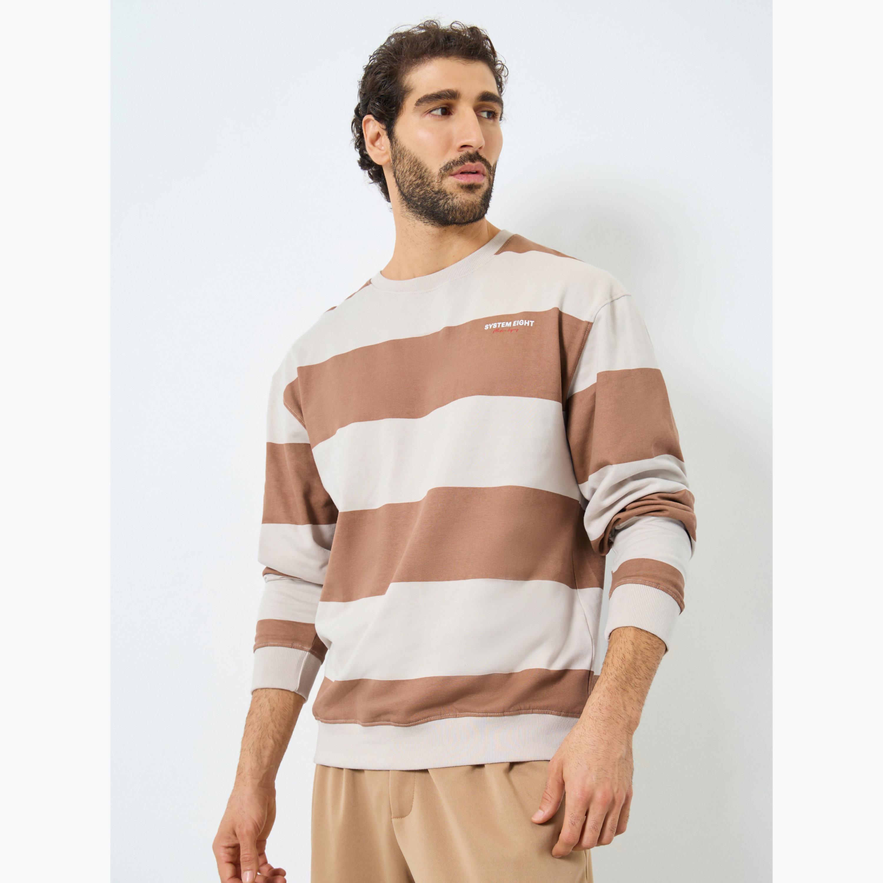 Styli Striped Round Neck Long Sleeves Men's Sweatshirt-men-winterwear-hoodiesandsweatshirts-image-1
