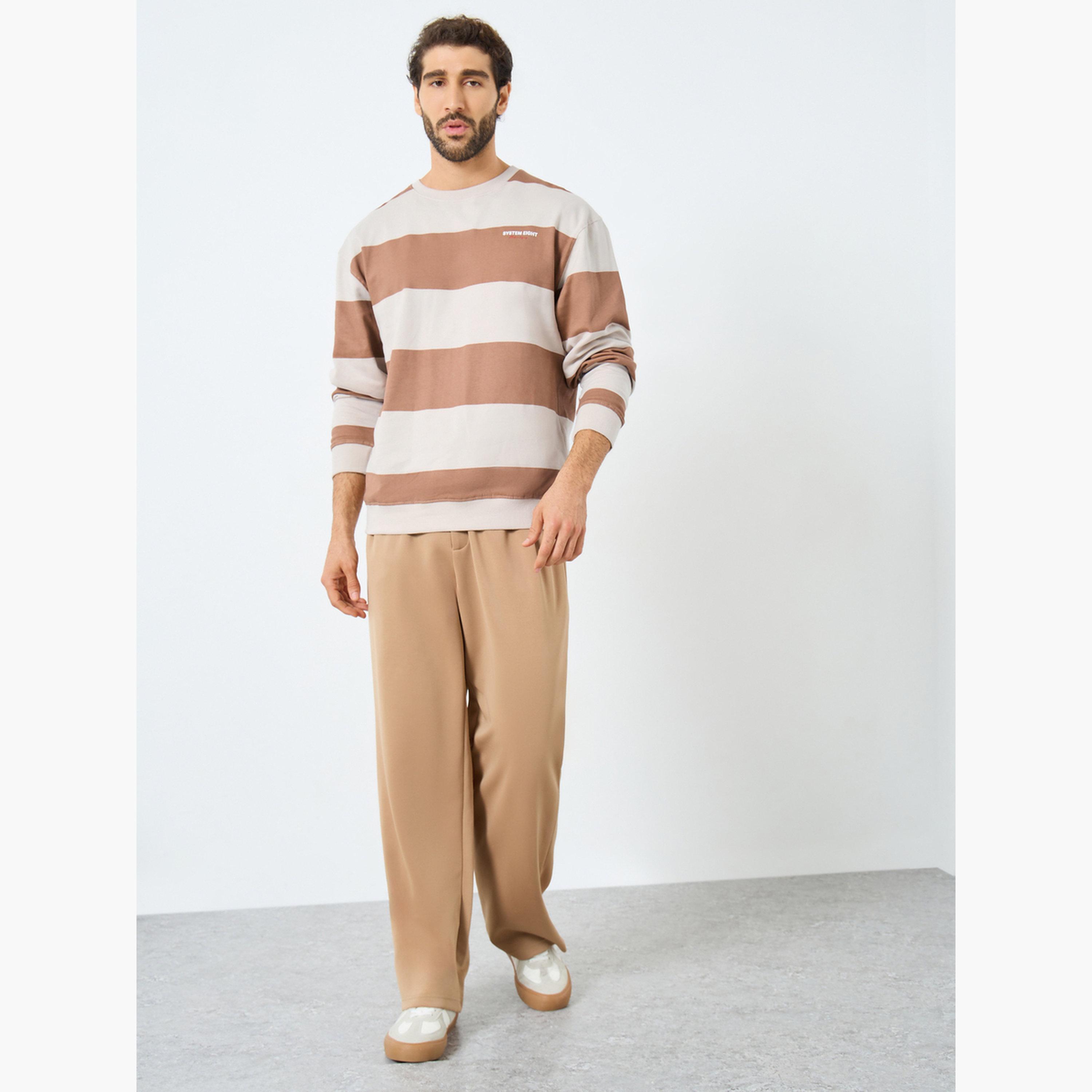 Styli Striped Round Neck Long Sleeves Men's Sweatshirt-men-winterwear-hoodiesandsweatshirts-image-2