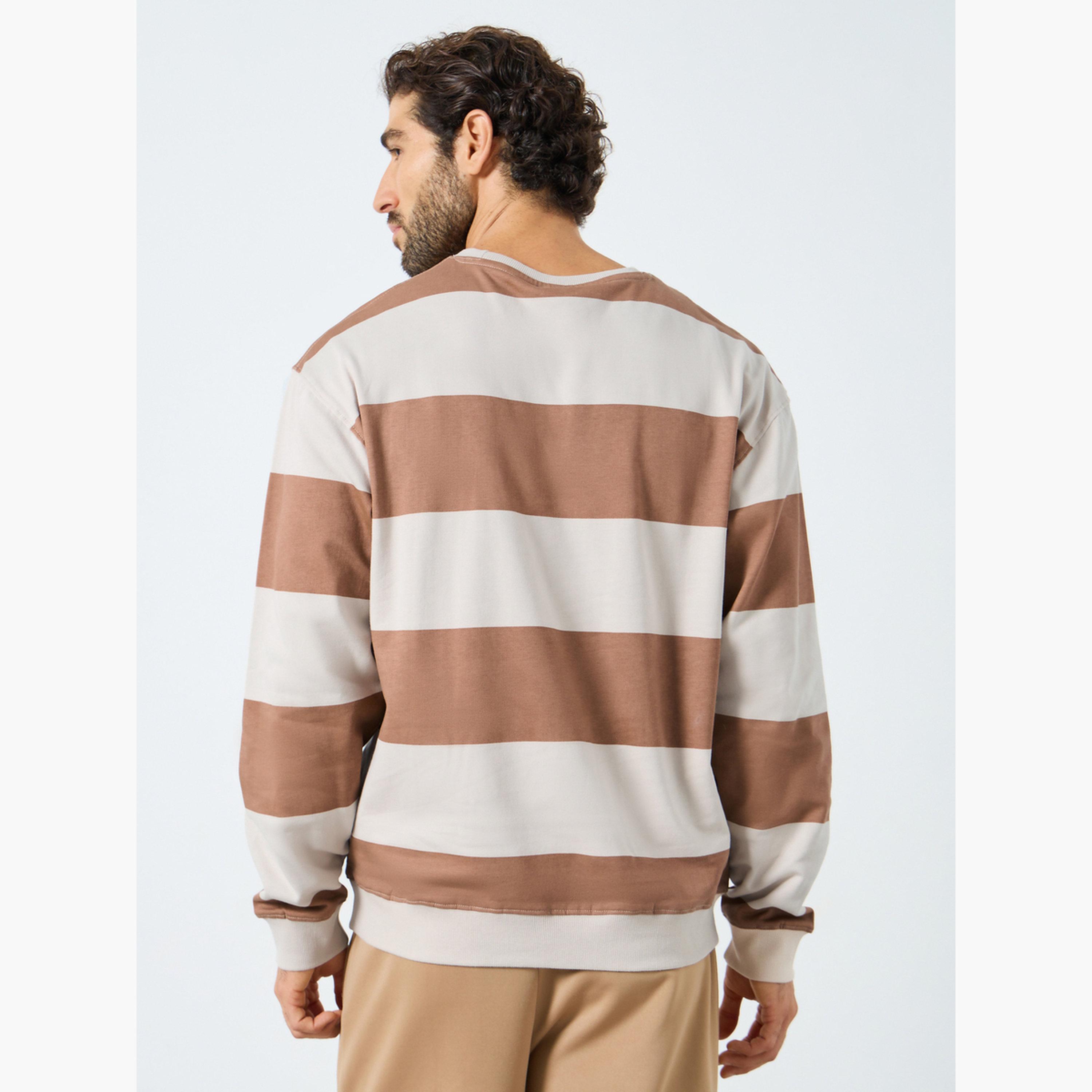 Styli Striped Round Neck Long Sleeves Men's Sweatshirt-men-winterwear-hoodiesandsweatshirts-image-3