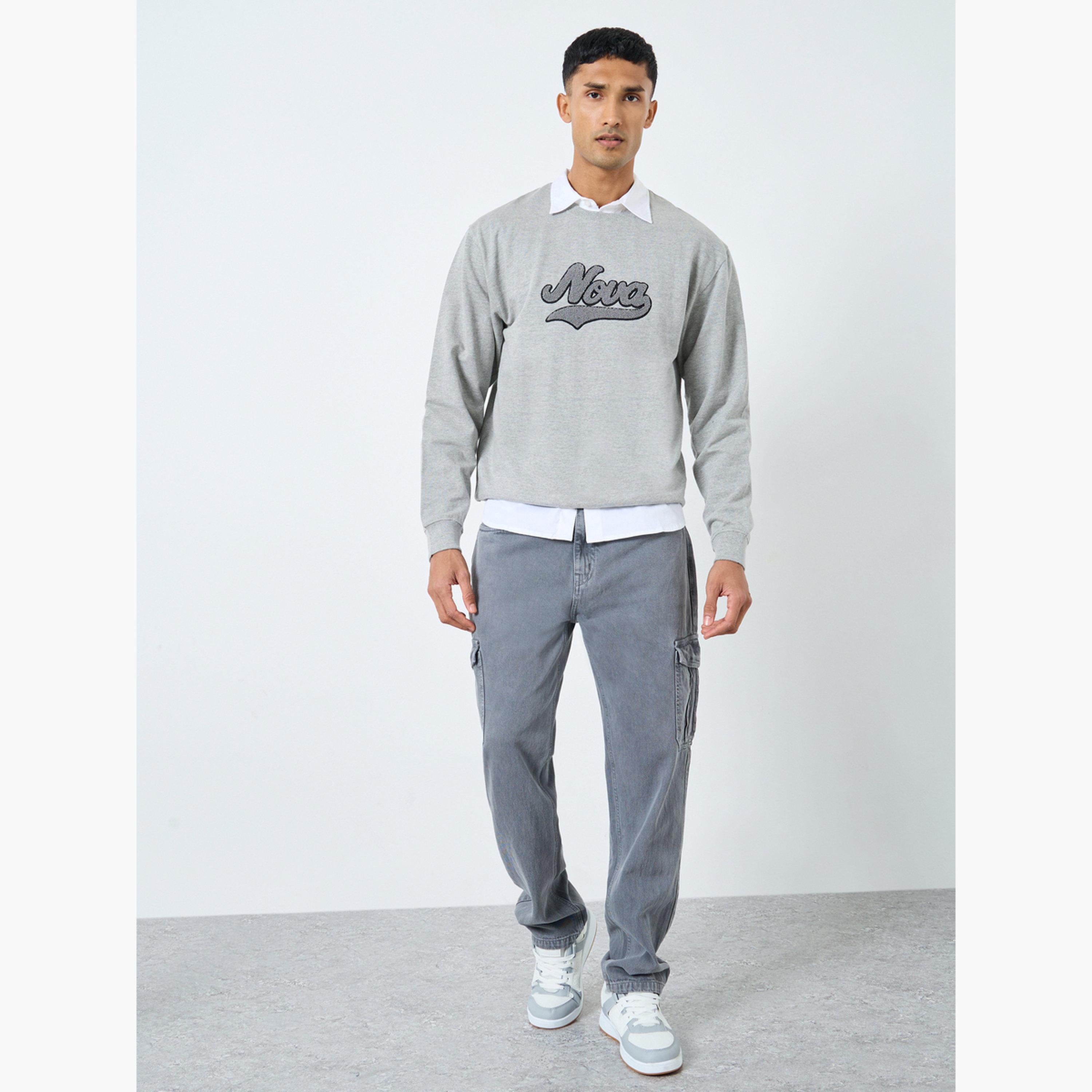 Styli Embroidered Slogan Round Neck Long Sleeves Men's Sweatshirt-men-winterwear-hoodiesandsweatshirts-image-2