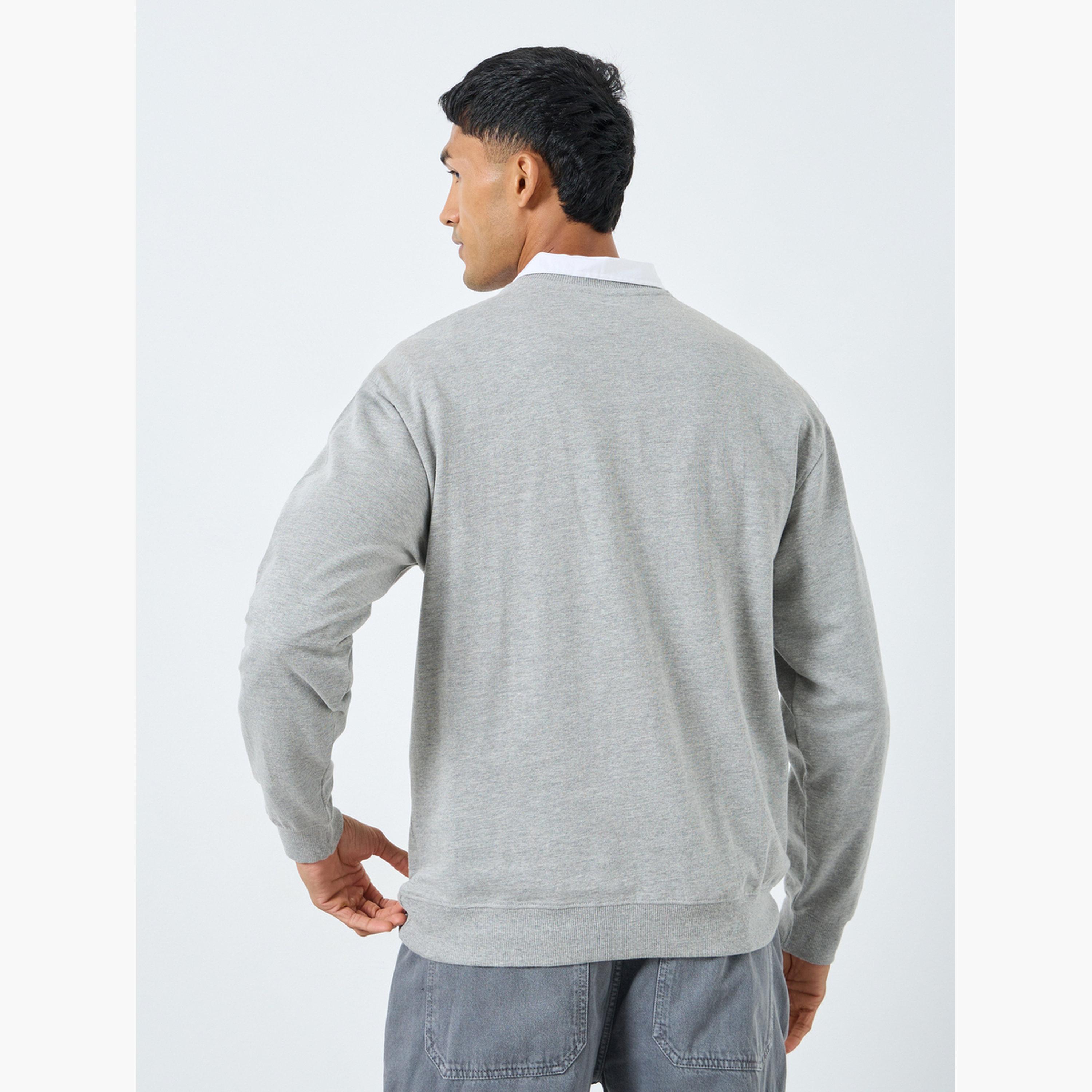 Styli Embroidered Slogan Round Neck Long Sleeves Men's Sweatshirt-men-winterwear-hoodiesandsweatshirts-image-4