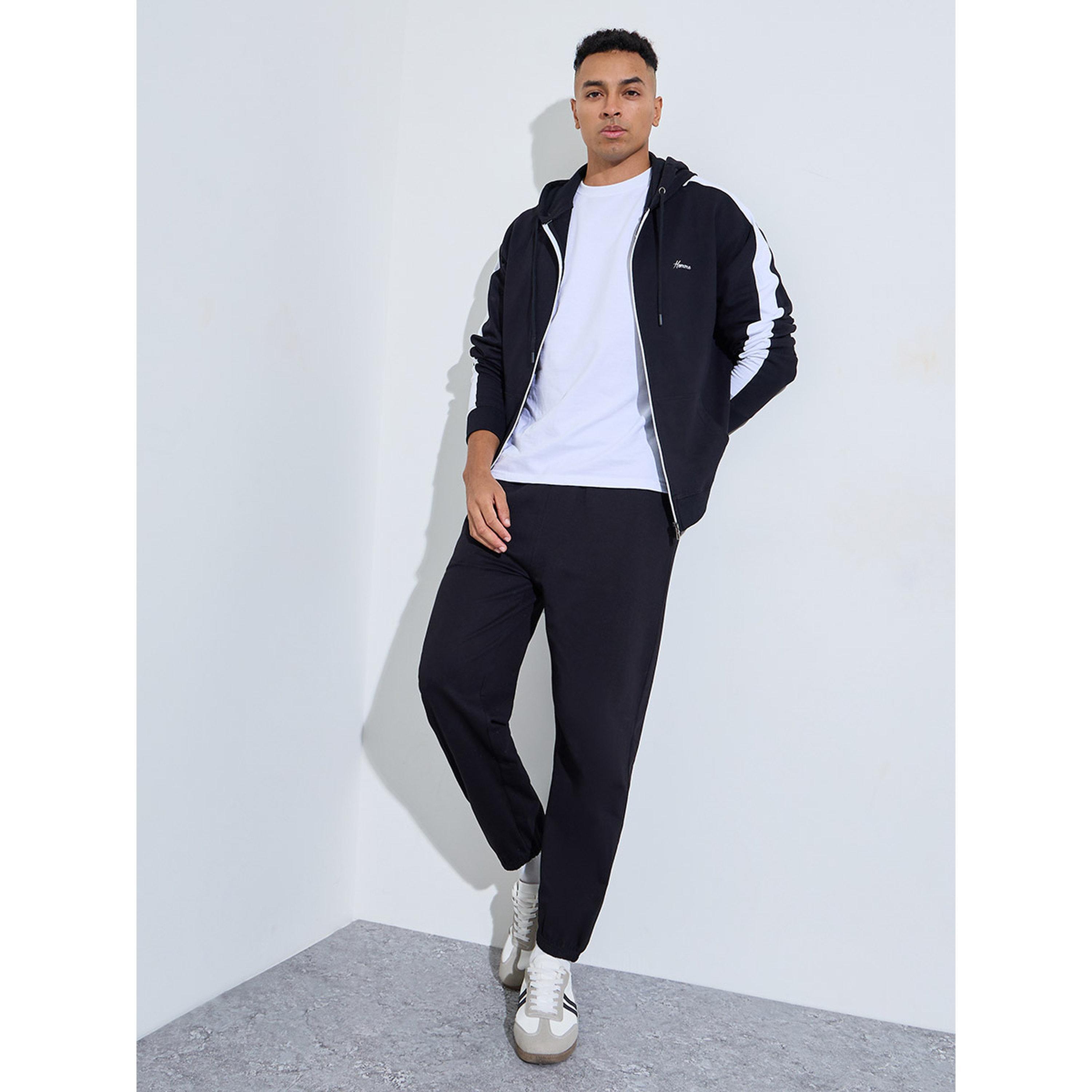 Styli Black Embroidered Zip-Up Hoodie-men-winterwear-hoodiesandsweatshirts-image-2