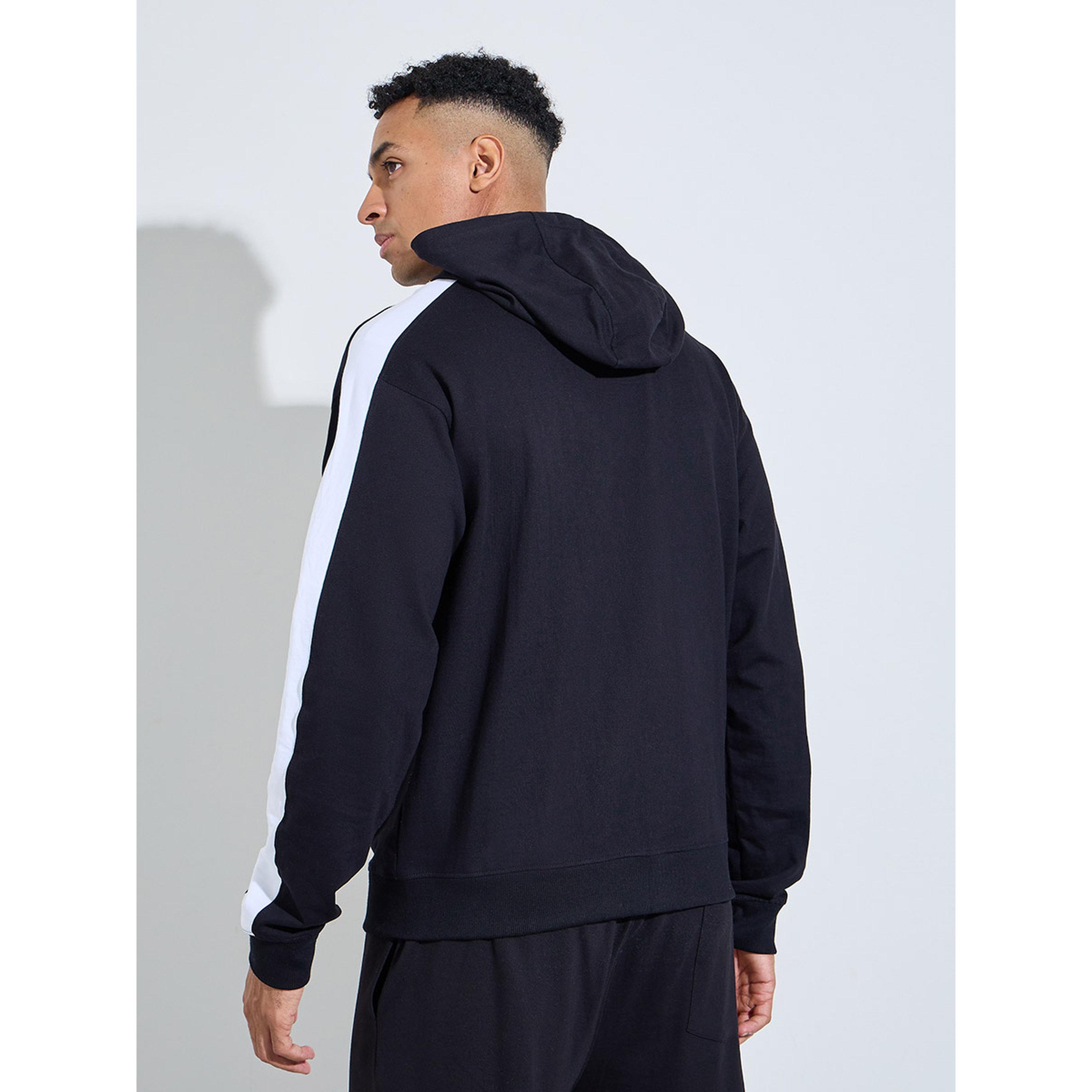 Styli Black Embroidered Zip-Up Hoodie-men-winterwear-hoodiesandsweatshirts-image-4
