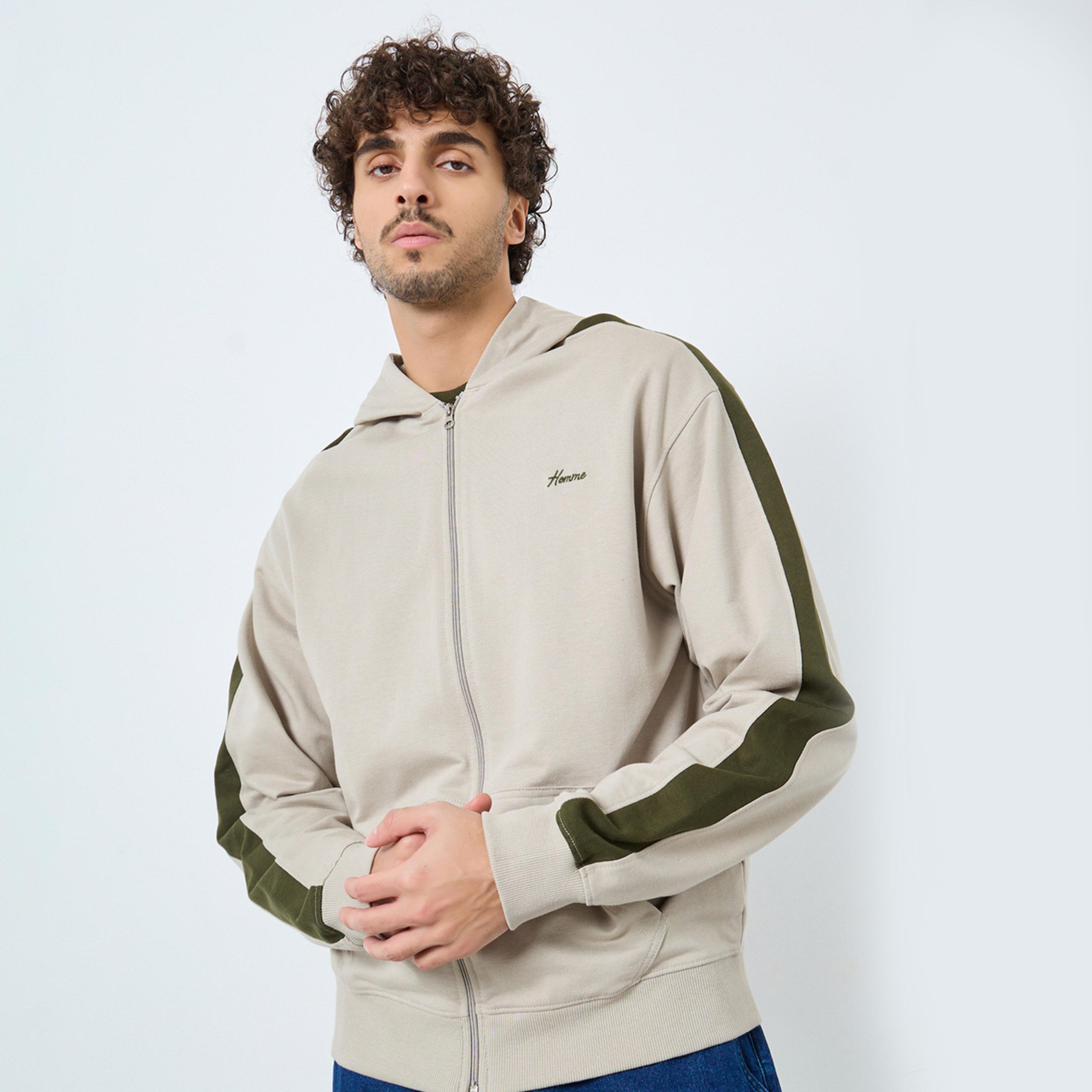 ستايلي - هودي مريح بلوحة بلون الكاكي-men-winterwear-jacketsandblazers-image-1