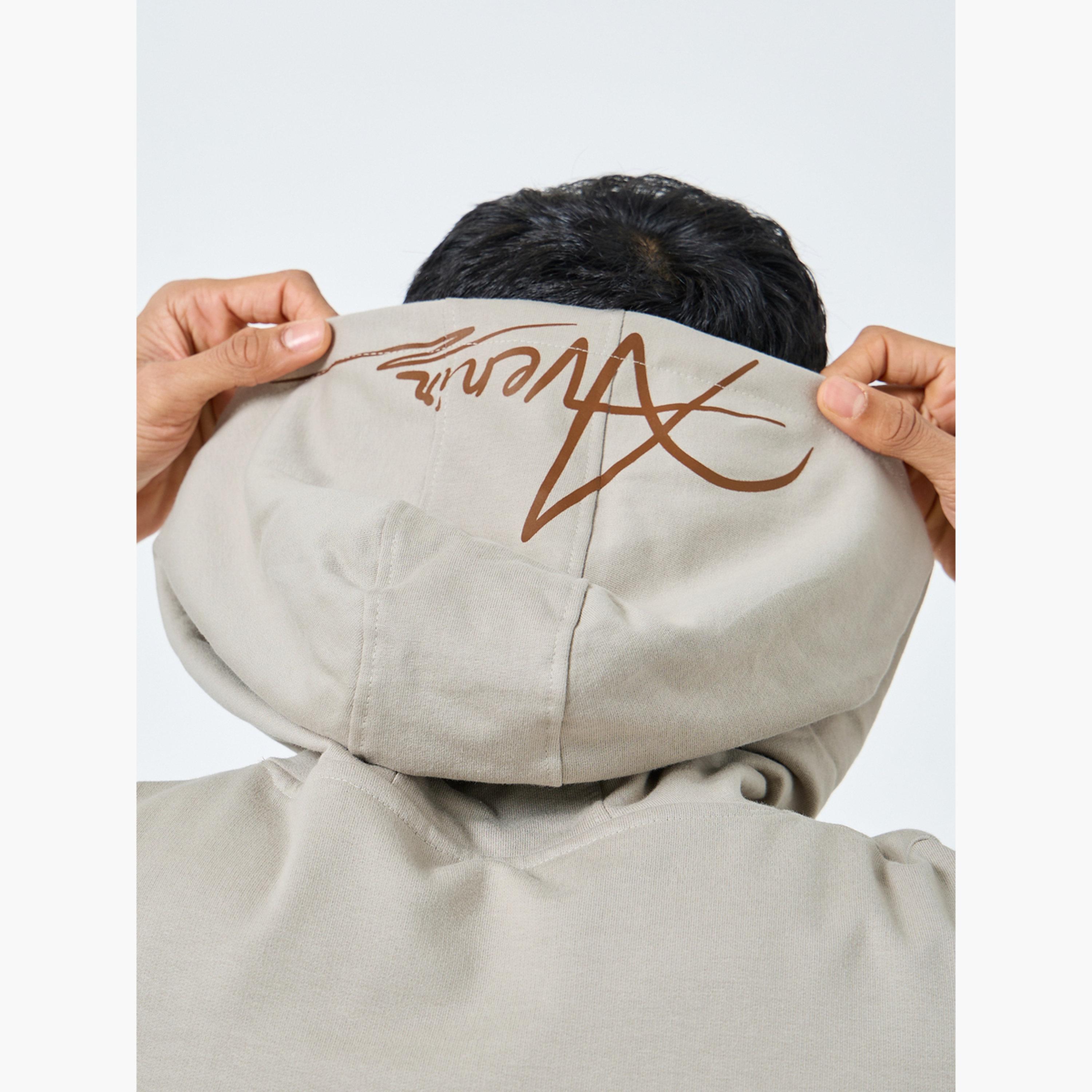 Styli Men Khaki Oversize Fleece Hoodie-men-clothing-hoodiesandsweatshirts-image-4