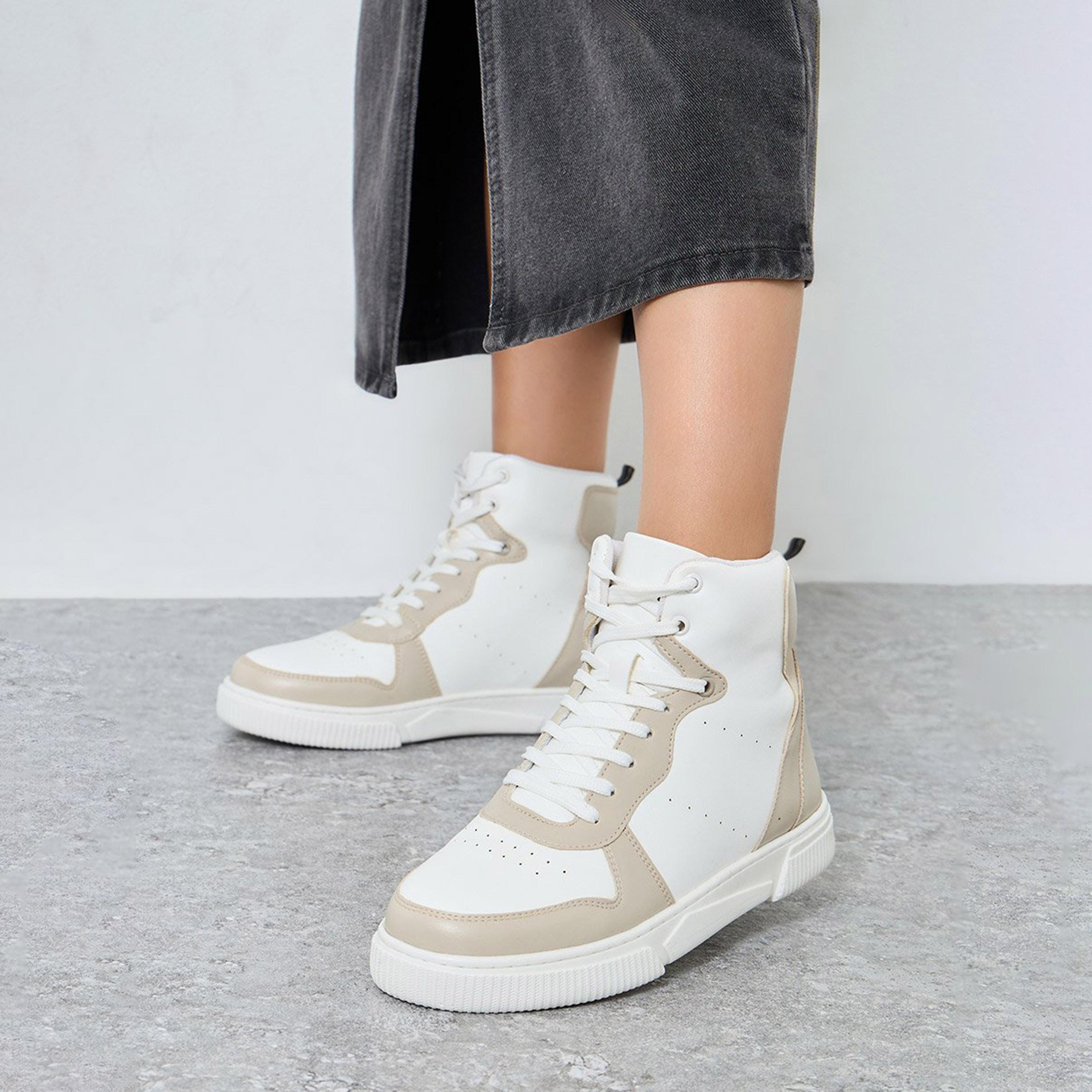 Styli Women Panelled High-Top Lace Up Sneakers-women-shoes-sneakers-image-2